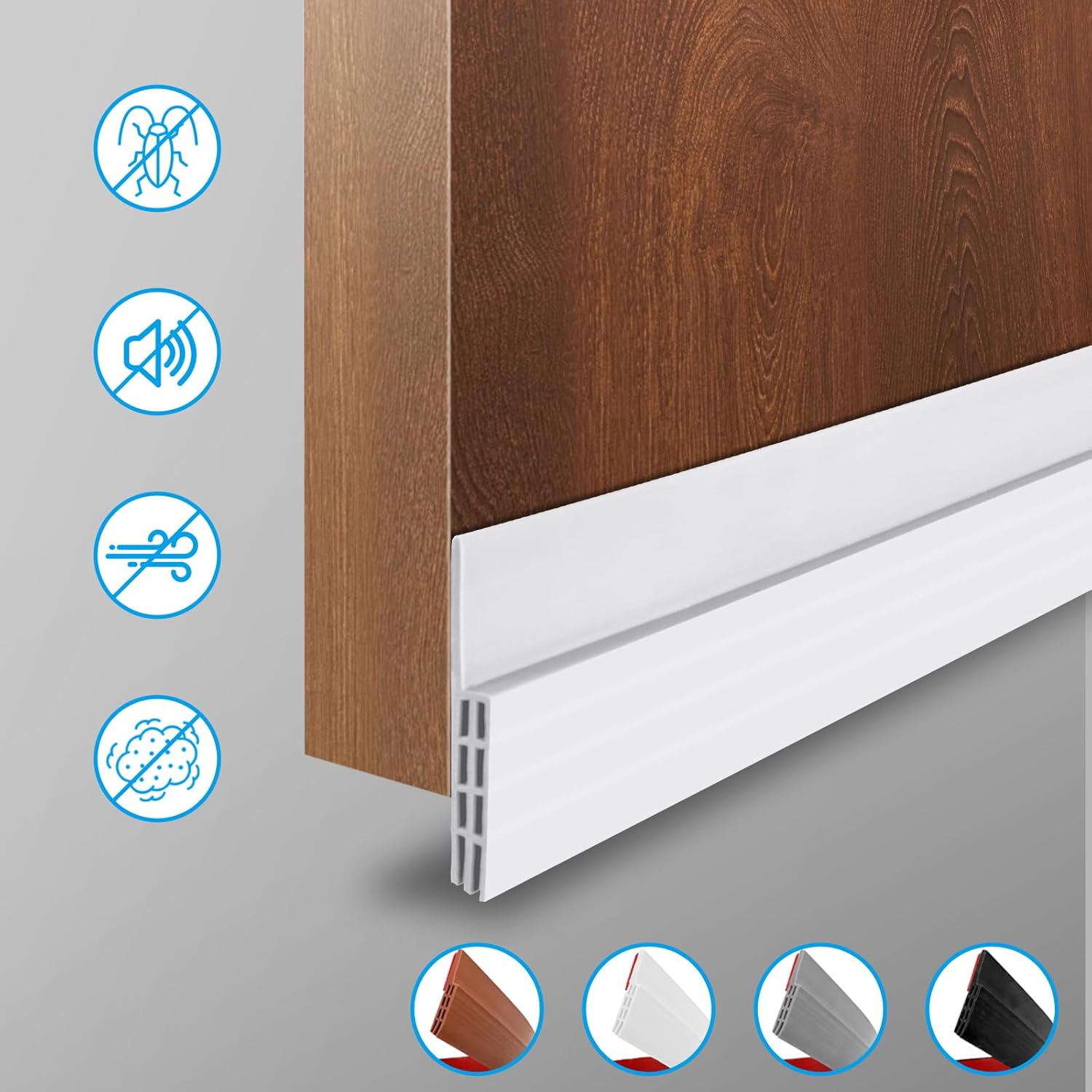 Ainiv 2 Pack Door Draft Stopper Weather Stripping Seal - White