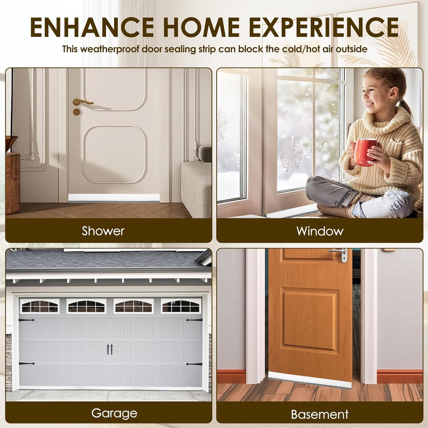 4 Pack Under Door Draft Stopper with Brush