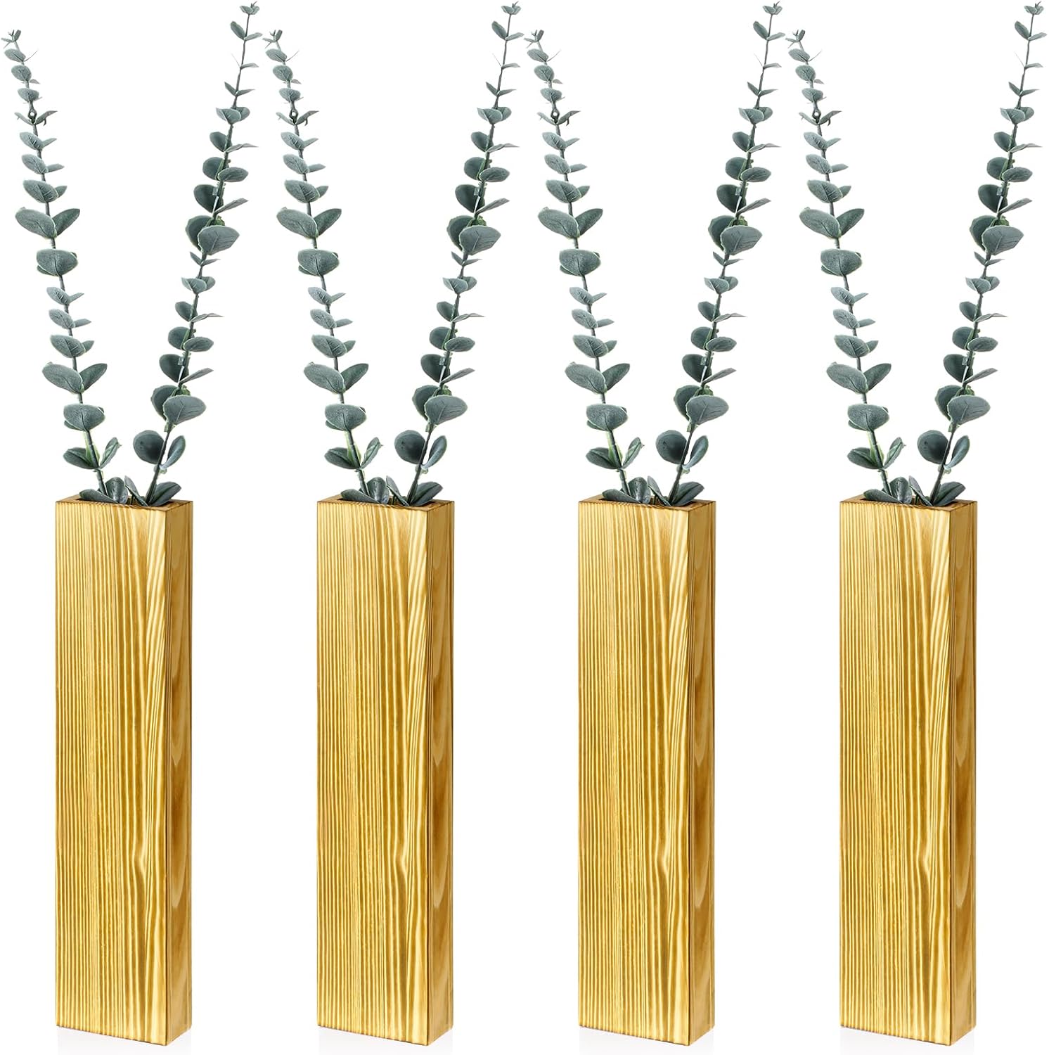 4 Sets Wood Wall Planters for Artificial Plants and Dried Flowers