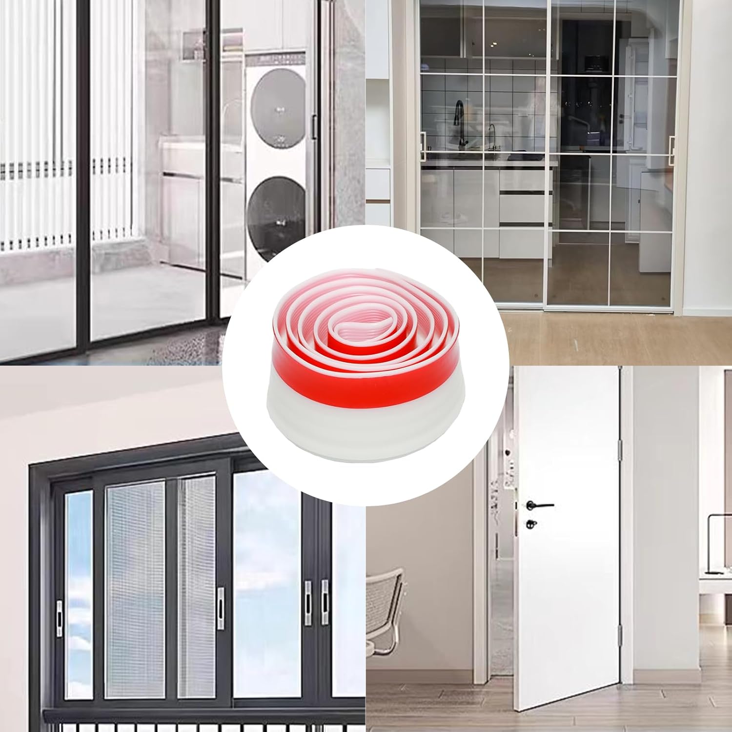 39 Inch Door Draft Stopper White Silicone Weatherproof Energy Efficient