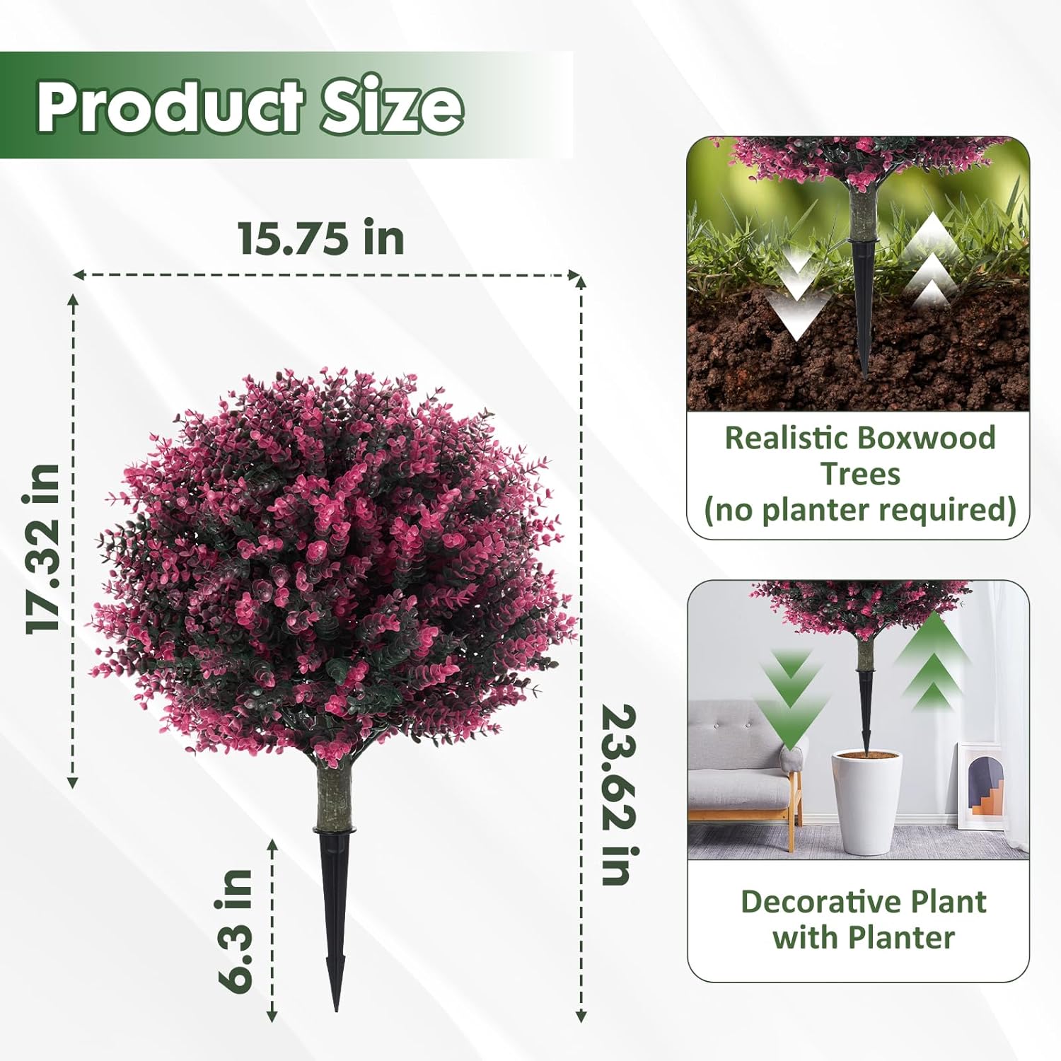 LAFORMO Artificial Rose Boxwood Topiary Ball 28 Outdoor Decor