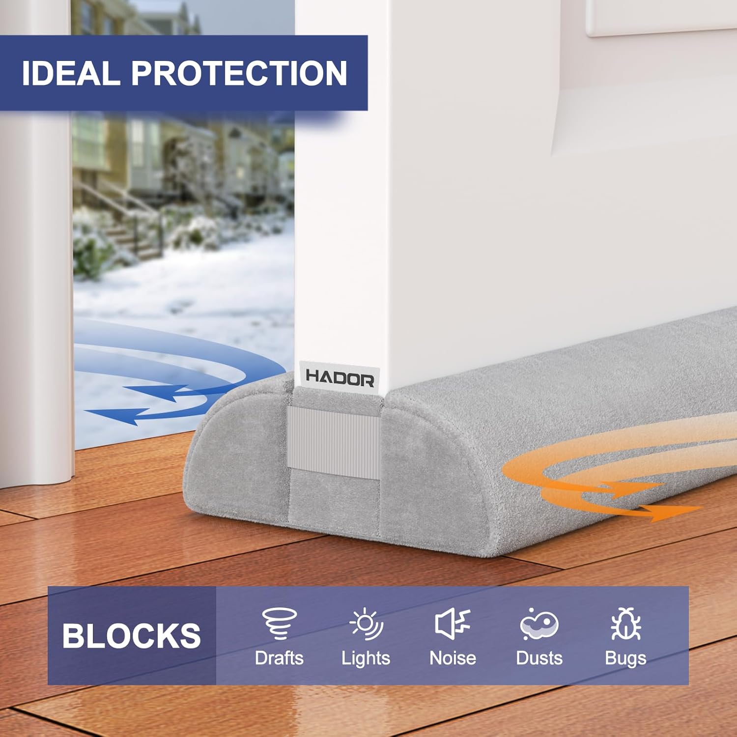 Hador Door Draft Stopper 32 Inch Double Sided Grey