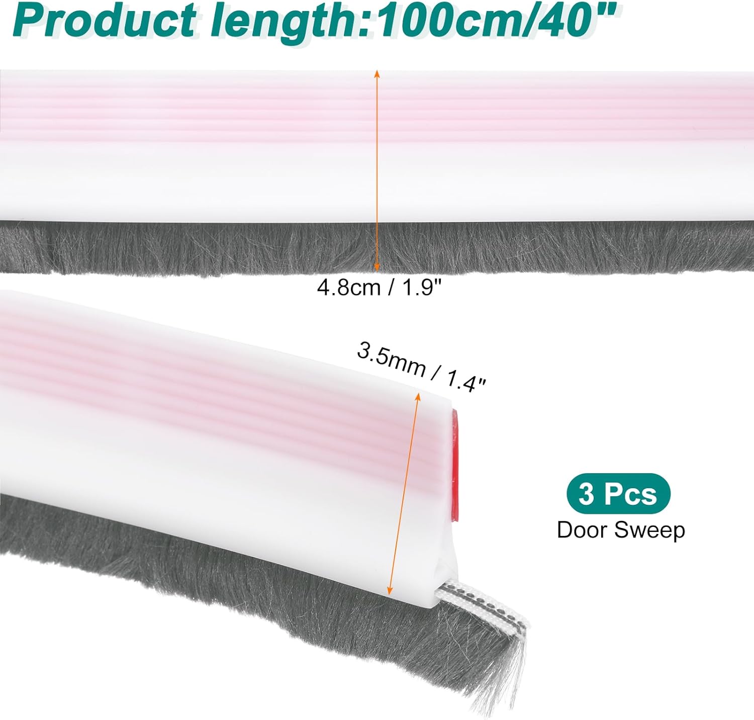 UXCELL 3 Pcs Door Sweep 14 x 40 Draft Stopper with Brush Weather Stripping for Exterior and Interior Doors