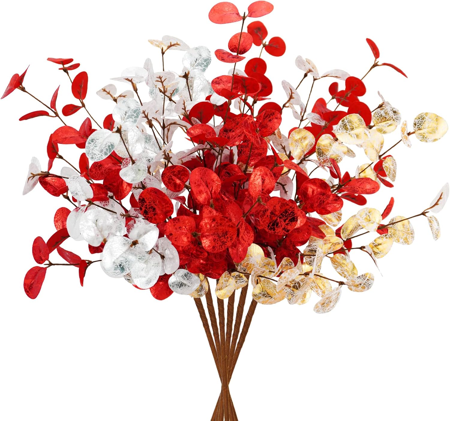 Agusbagli 6 Pcs Artificial Eucalyptus Leaves 28 Velvet Christmas Decor