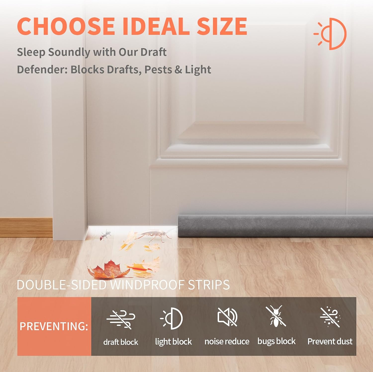 BKSAI Door Draft Stopper 32-36in Grey