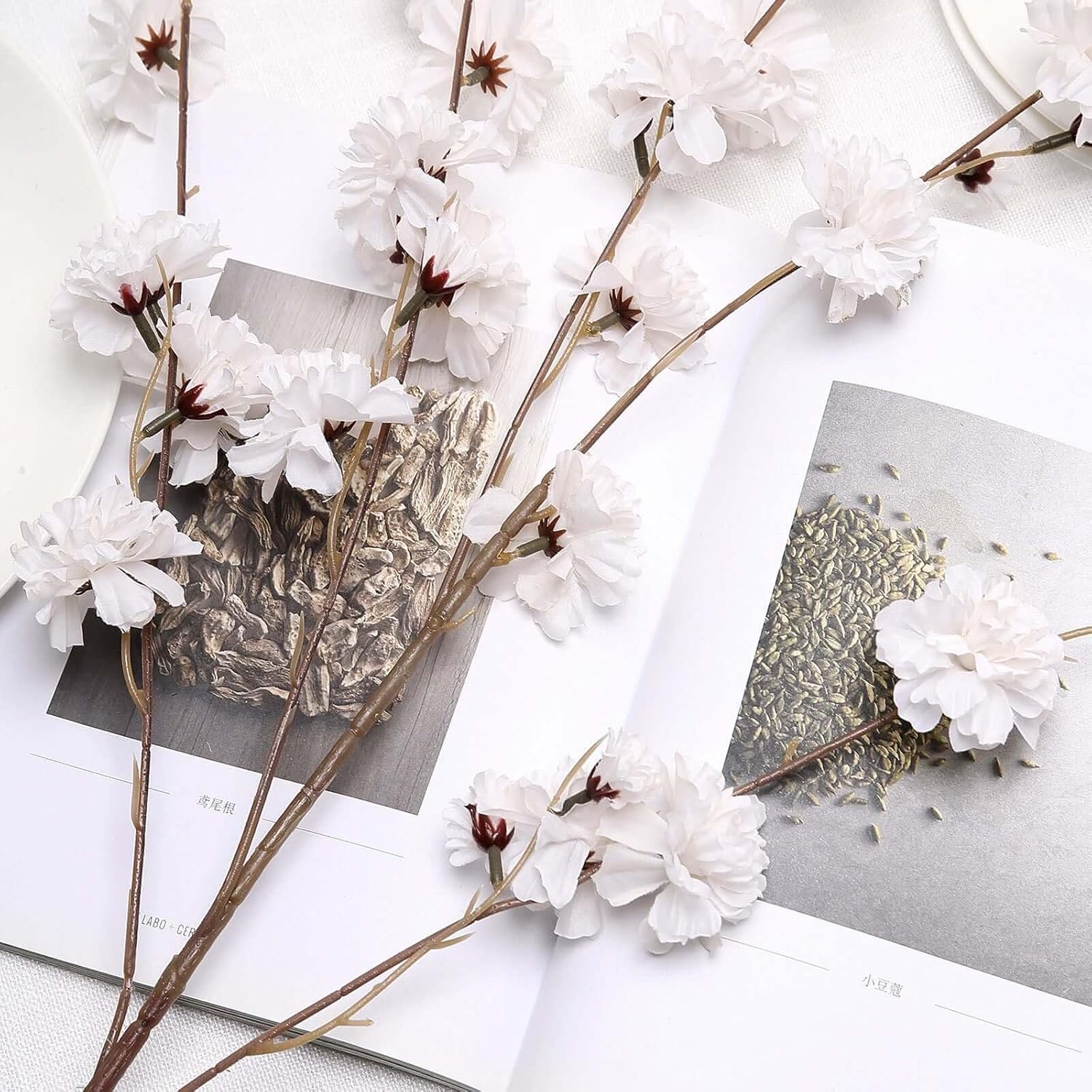 Efavormart 2 Branches - 42 Ivory Carnation Flower Spray