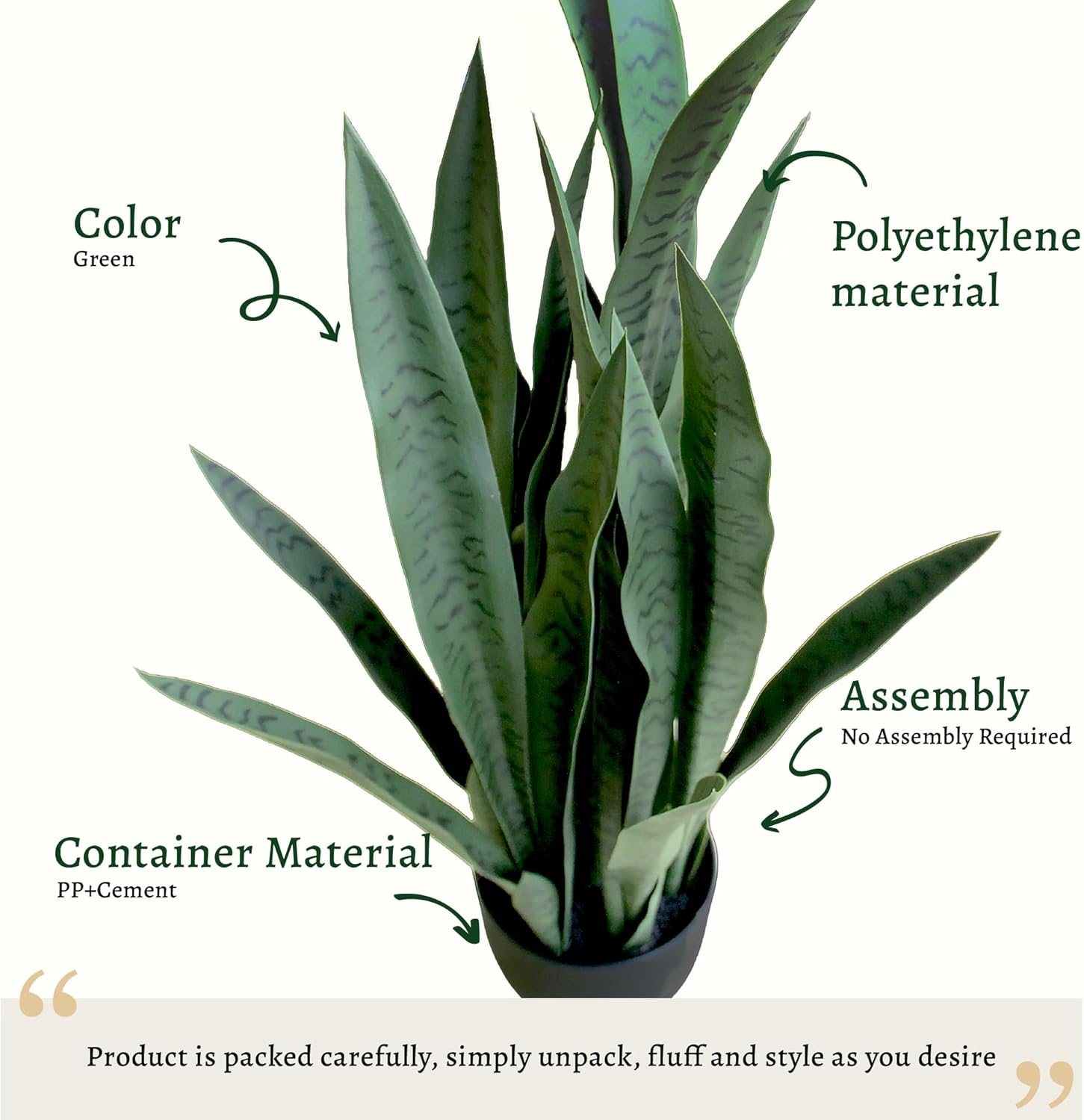 KOL 3FT Artificial Snake Plant Fake Sansevieria