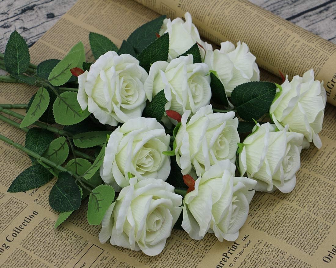 CZCZC 12 Pack Artificial Silk Roses Bouquets Decor