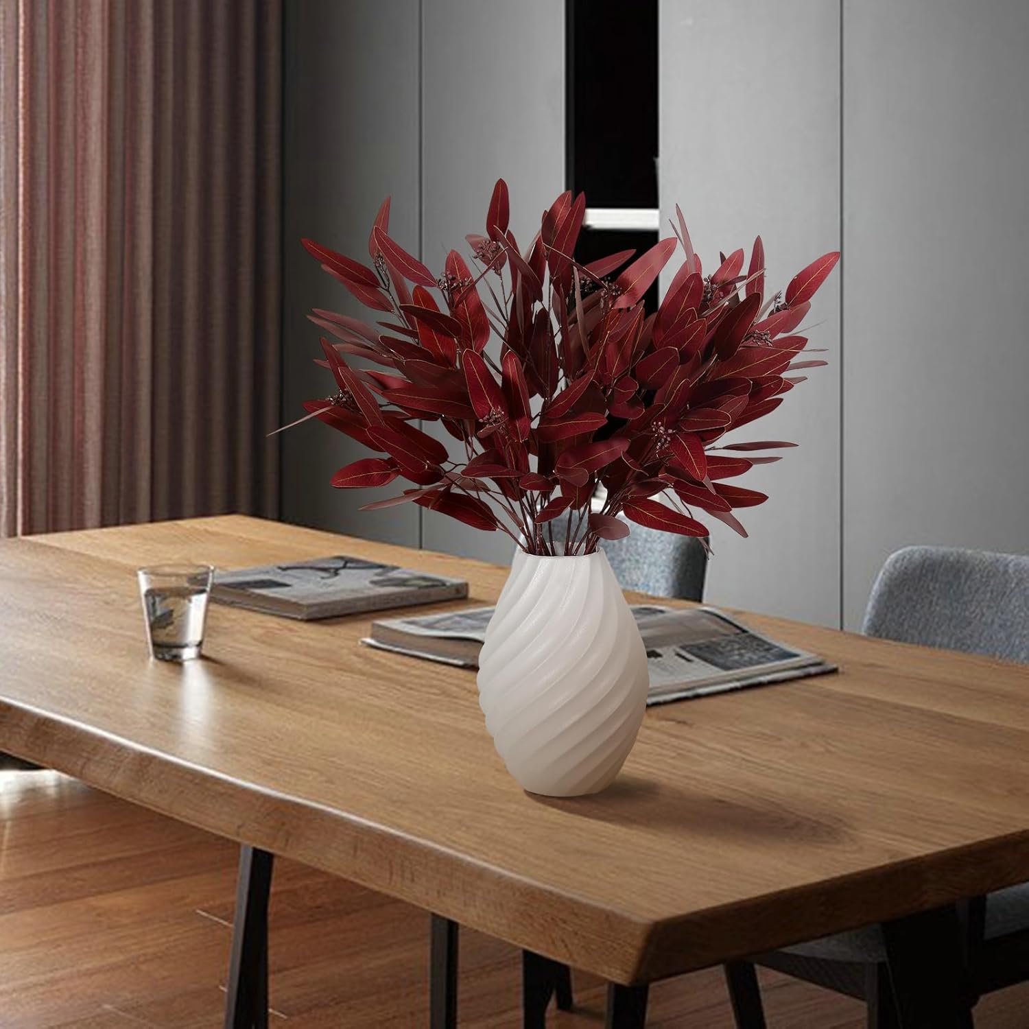 Ziwon Artificial Eucalyptus Stems 32 Inches 4 Pack Fall Decor