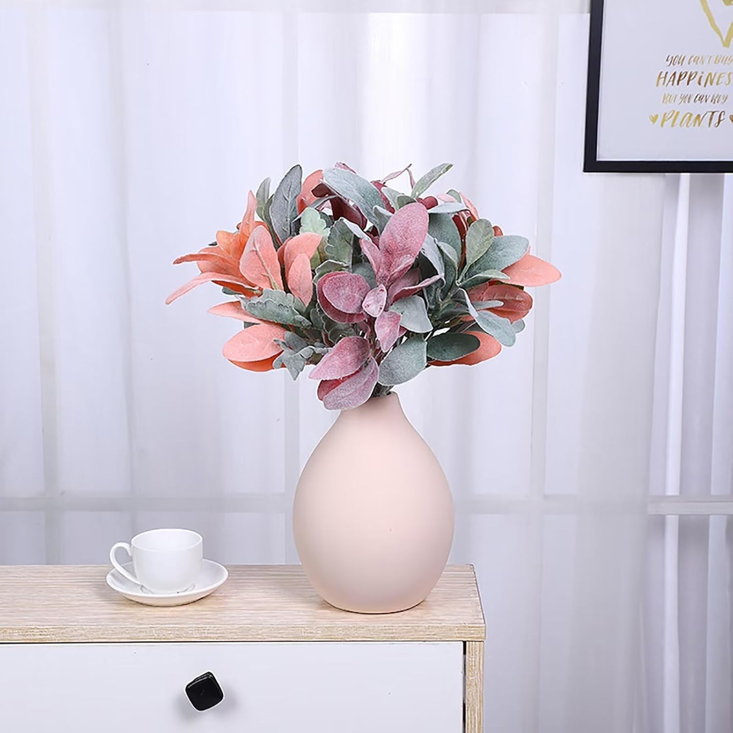 Lovmeety 6 Pcs Artificial Flocked Lambs Ear Stems