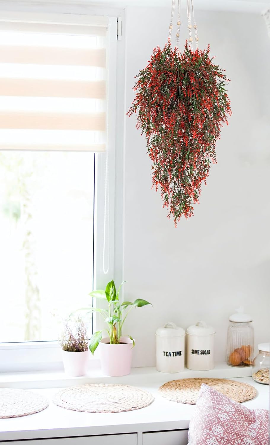 RECUTMS Artificial Lavender Hanging Plant with Pot