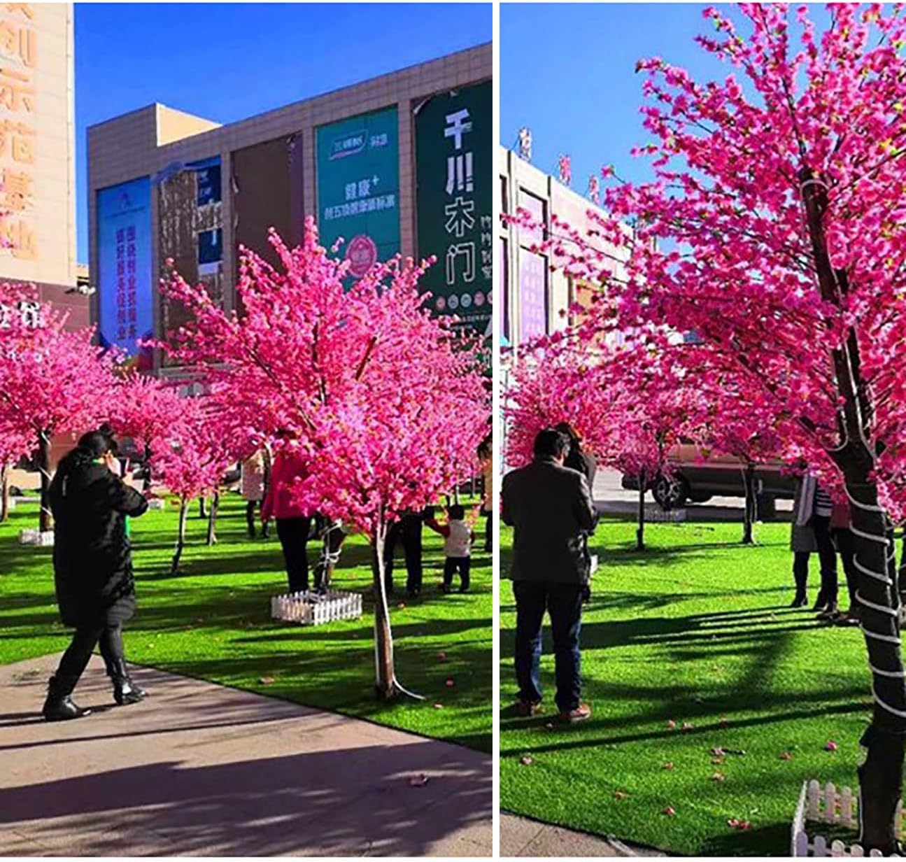 QIUPAI Artificial Peach Blossom Tree 1mx08m