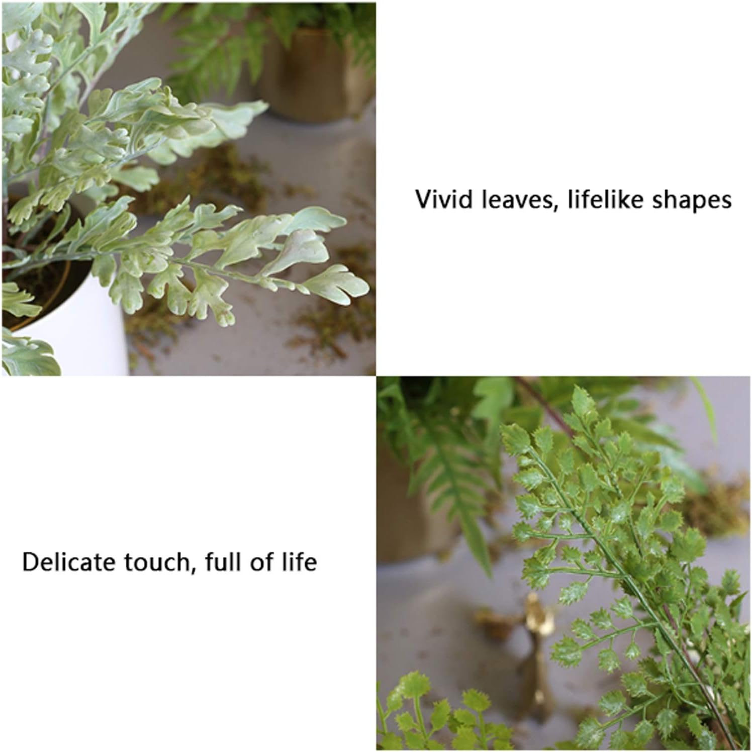 Fake Plants Mini Artificial Potted Ferns in Golden Pots for Home Decor