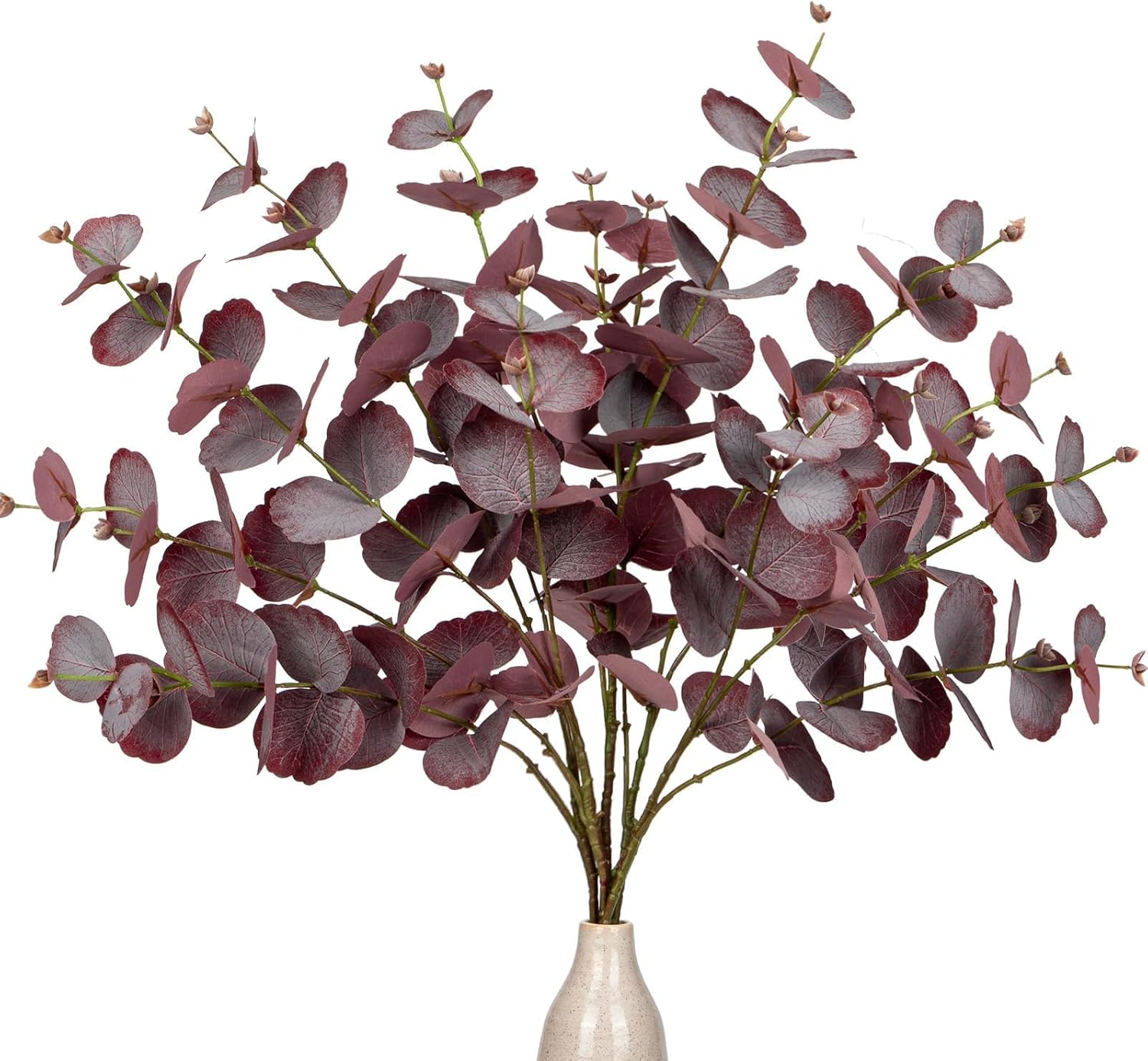 5 Pcs Artificial Burgundy Eucalyptus Stems Fall Decor