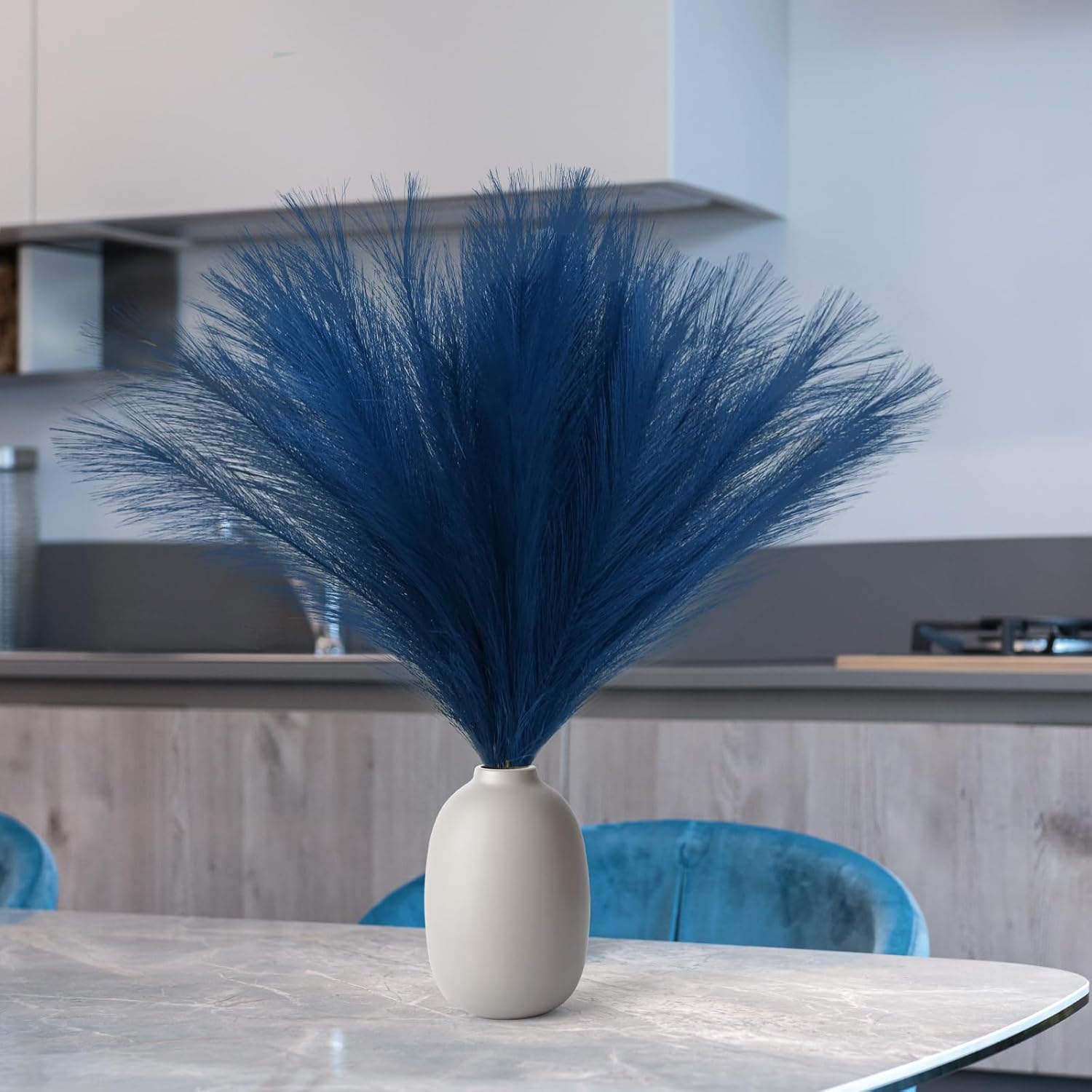 U-LIAN 12PCS Blue Faux Pampas Grass 24 Inch Decor