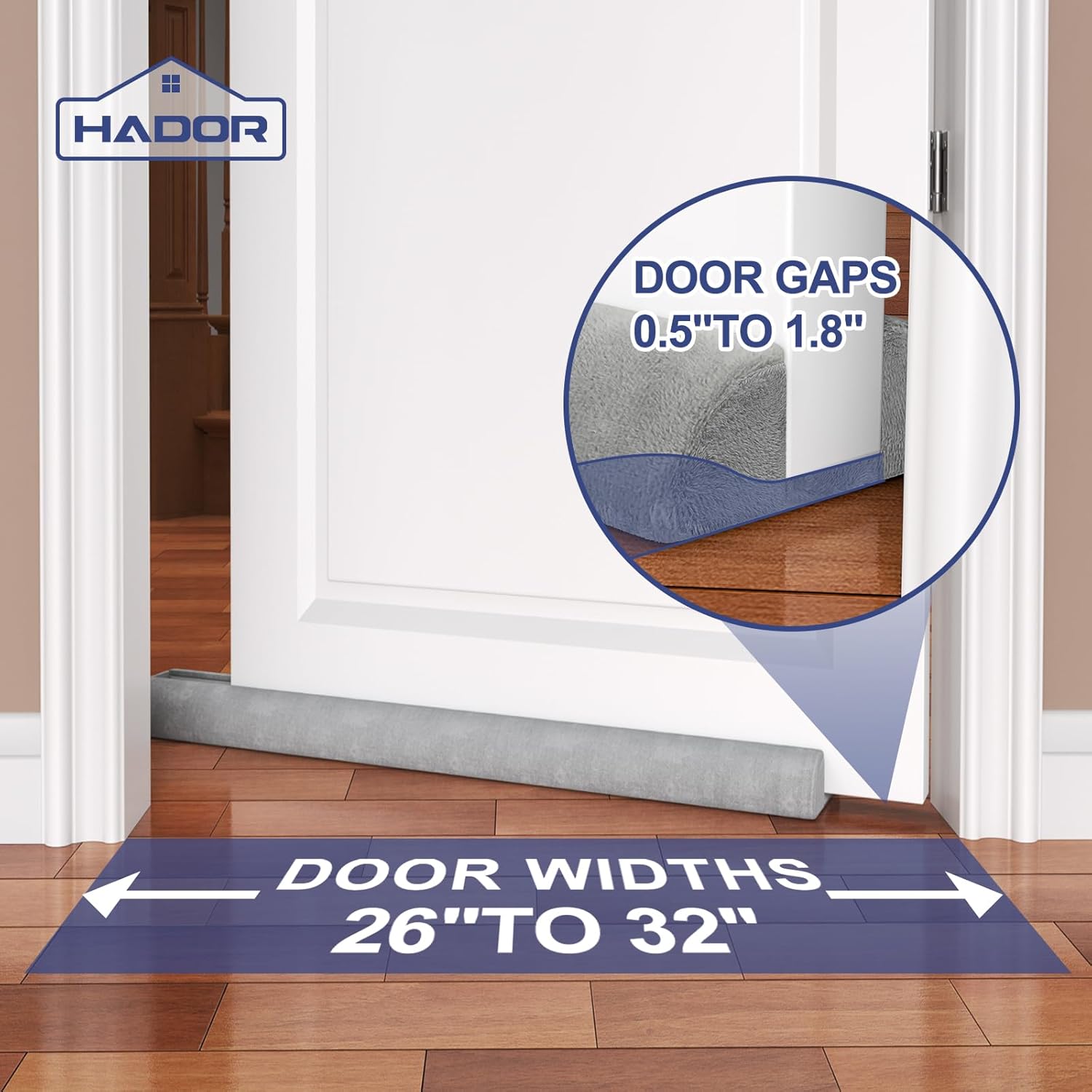 Hador Door Draft Stopper 32 Inch Double Sided Grey