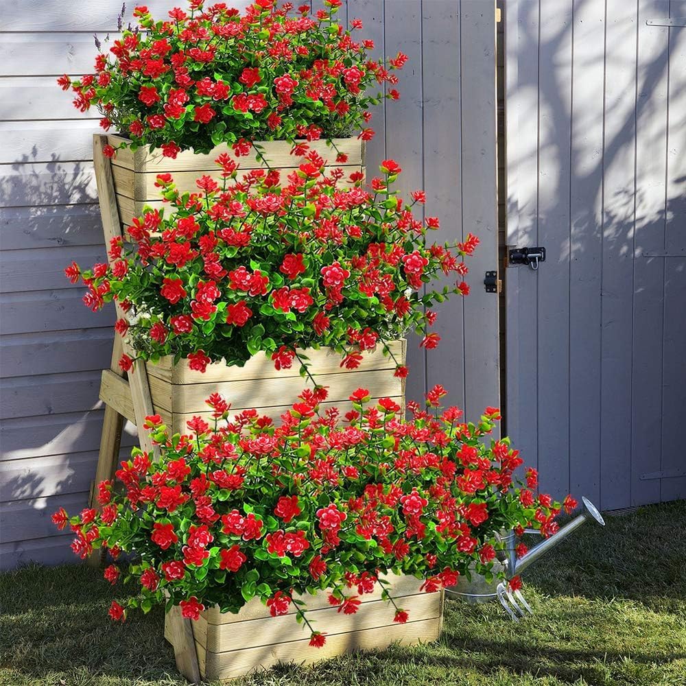 6 Bundles Artificial Flowers for Outdoor Decoration