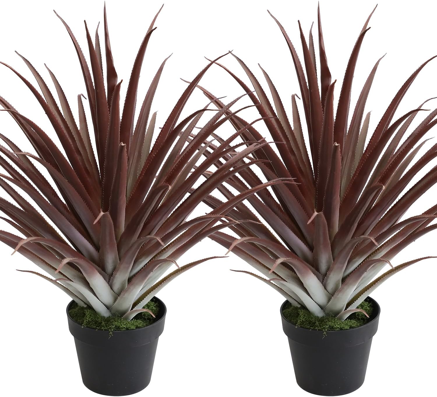 Momoplant 2 Pcs Artificial Aloe Vera Plants 27 Inch Red Fake Succulents Faux Agave Plant Potted