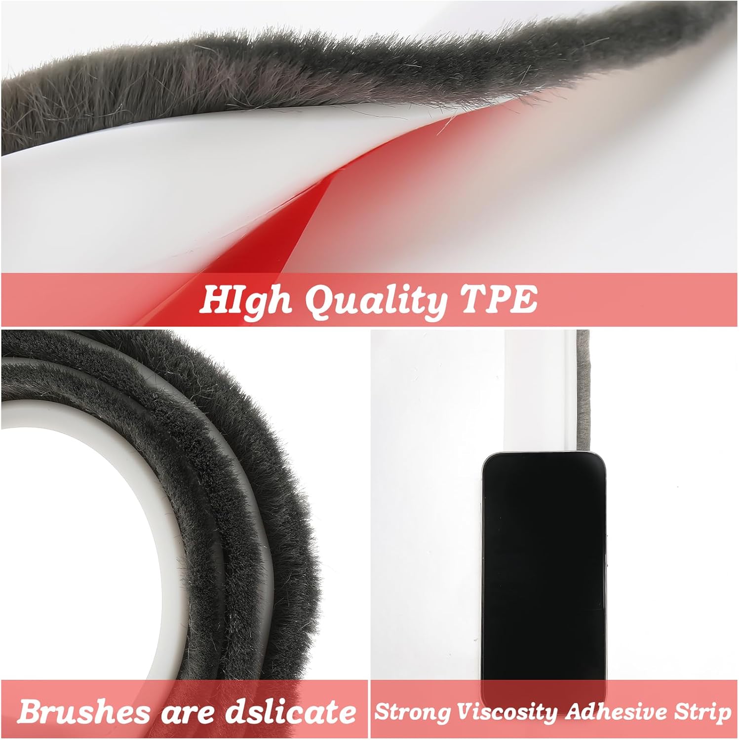 2 Pcs Door Sweep for Bottom of Door with Brush