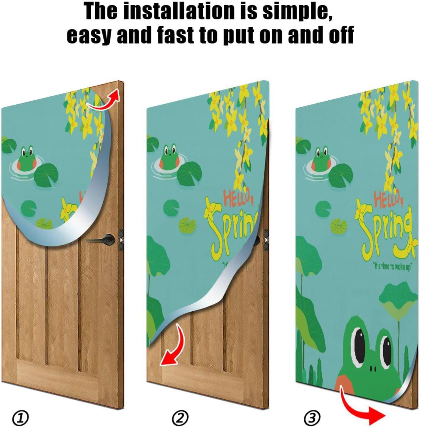 Susiyo Hello Spring Frog Door Cover Fabric Draft Stopper