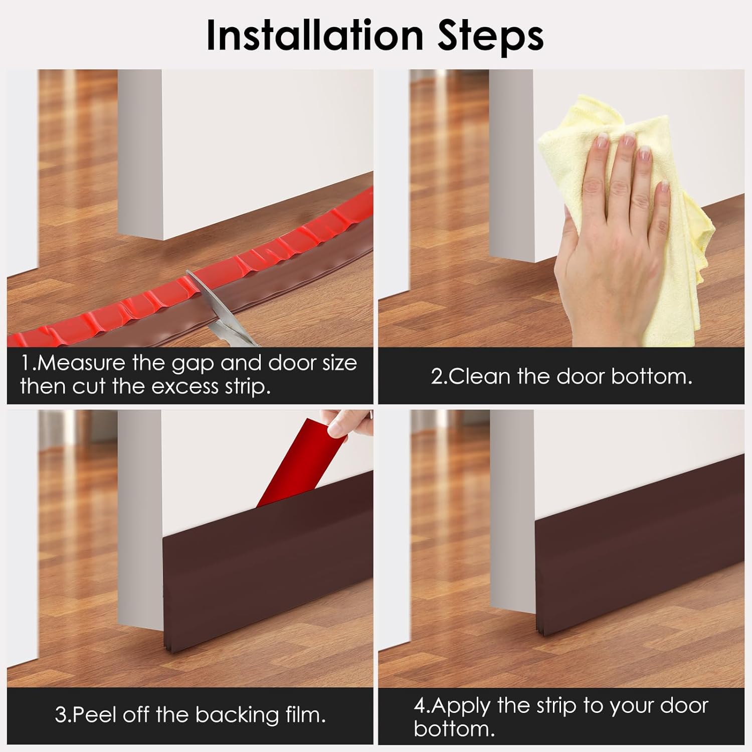 Xiaohemiao Draft Stopper 2 Pack - Silicone Door Sweep for Bottom of Door