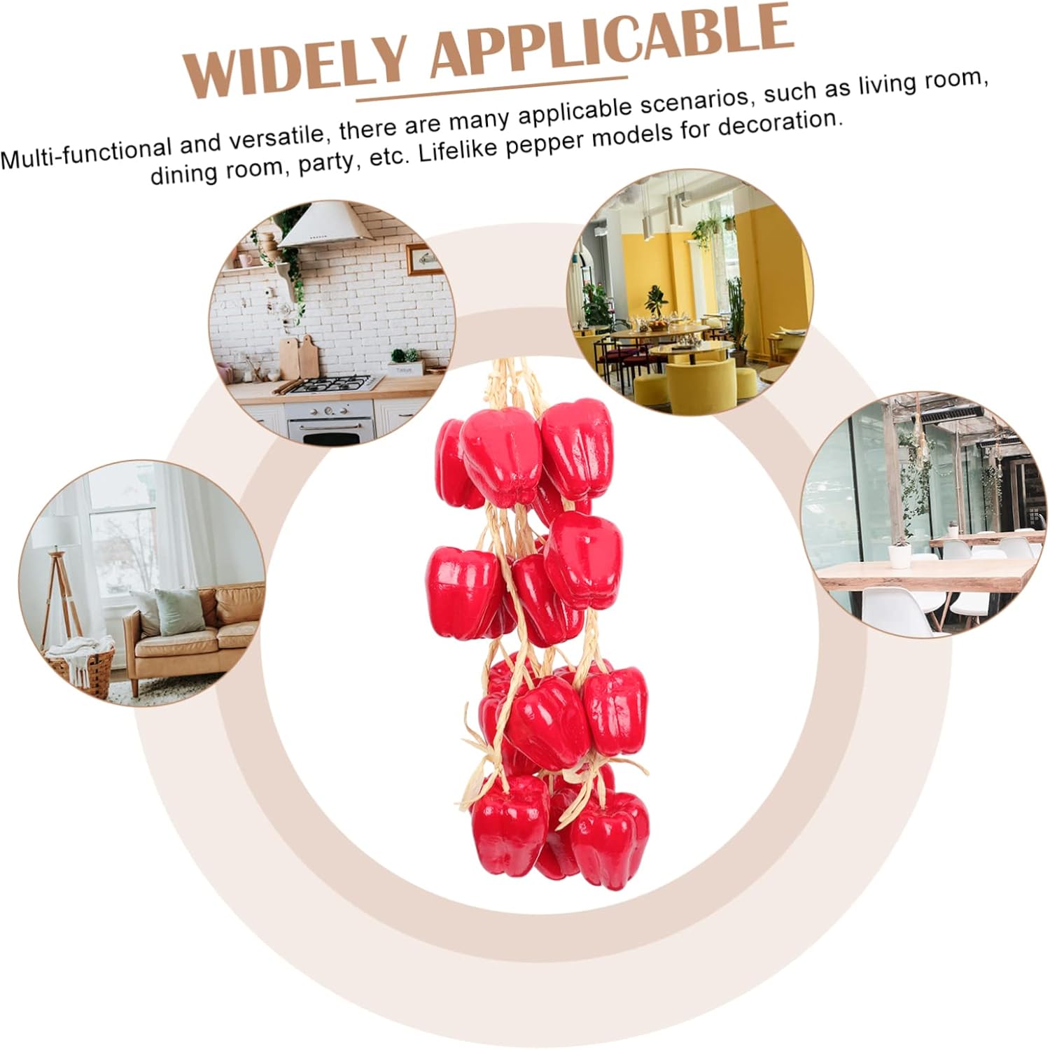 5Pcs Simulation Pepper String Artificial Vegetable Hanging Decor for Farmhouse Style and Photography Props