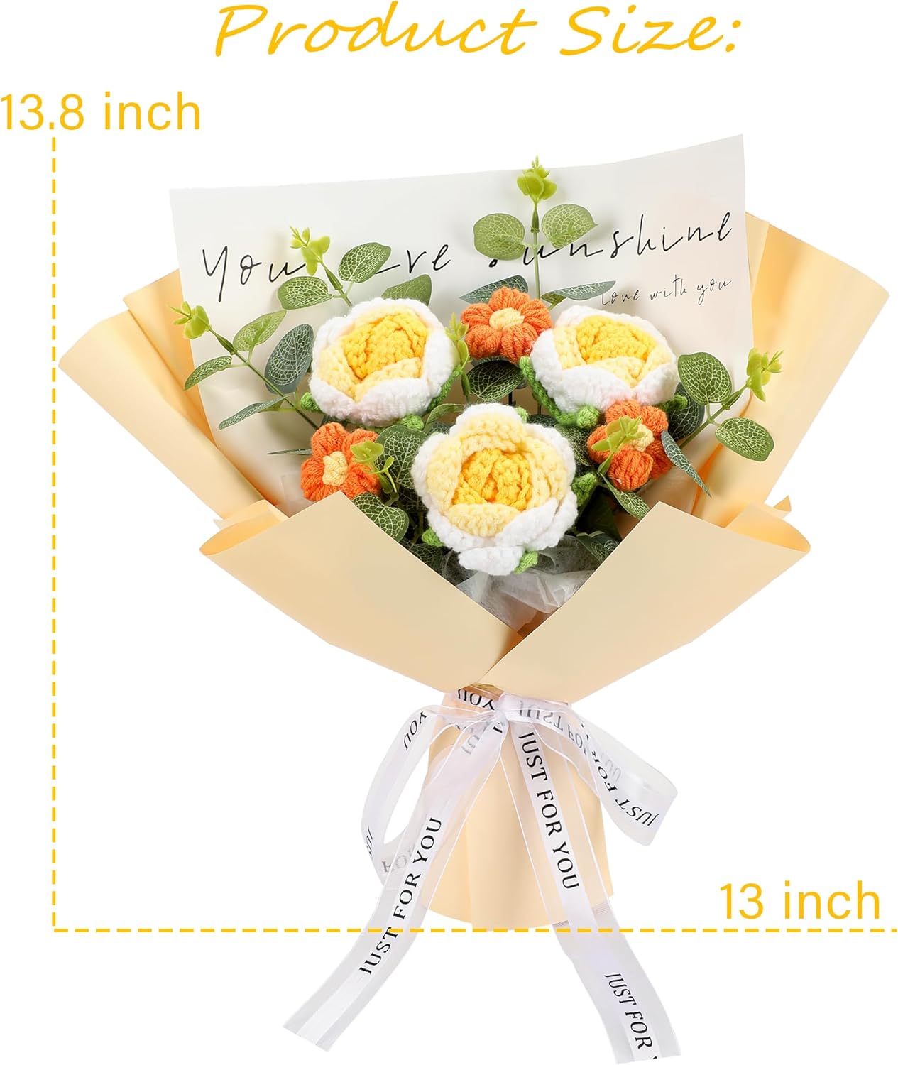 Yellow Handmade Crochet Flower Bouquet for Home Decor and Occasions