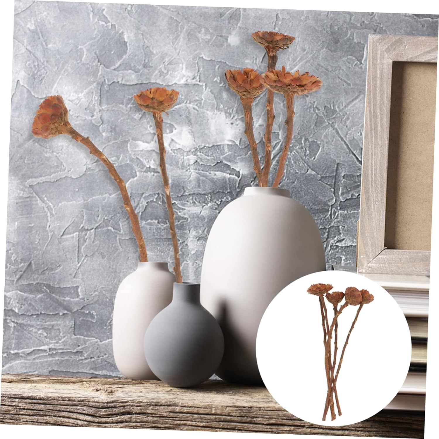 Amosfun 5Pcs Dried Sunflower Artificial Flowers for Decor