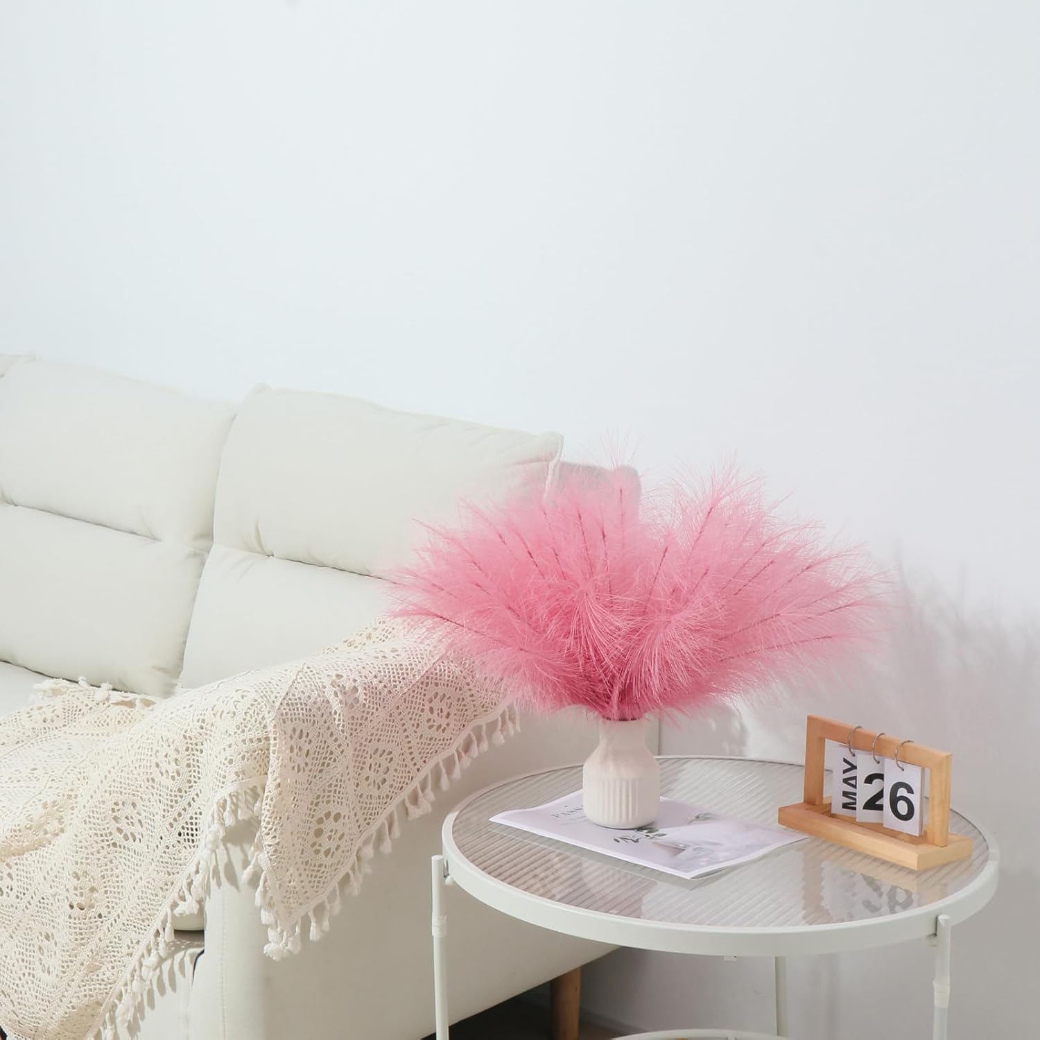U-LIAN 36PCS Pink Artificial Pampas Grass Decor