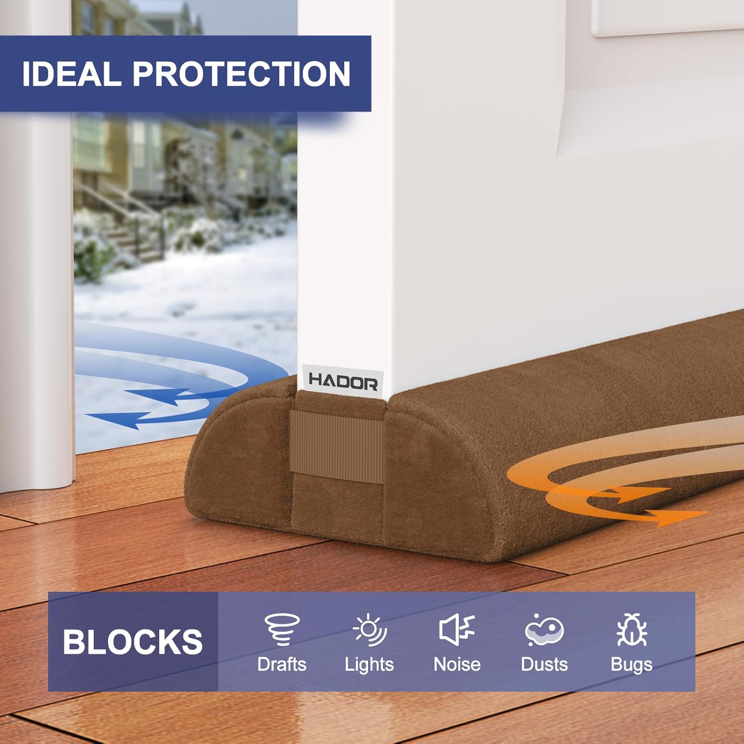 HADOR Door Draft Stopper 36 Inch Brown Double Sided