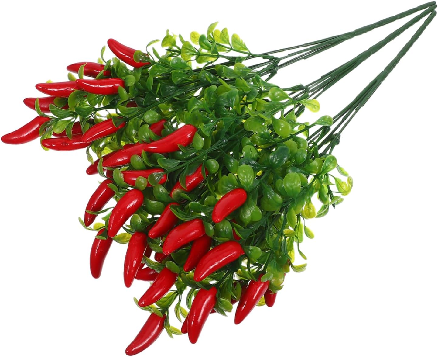 3pcs Lifelike Faux Red Chili Pepper Stems for Home Decor