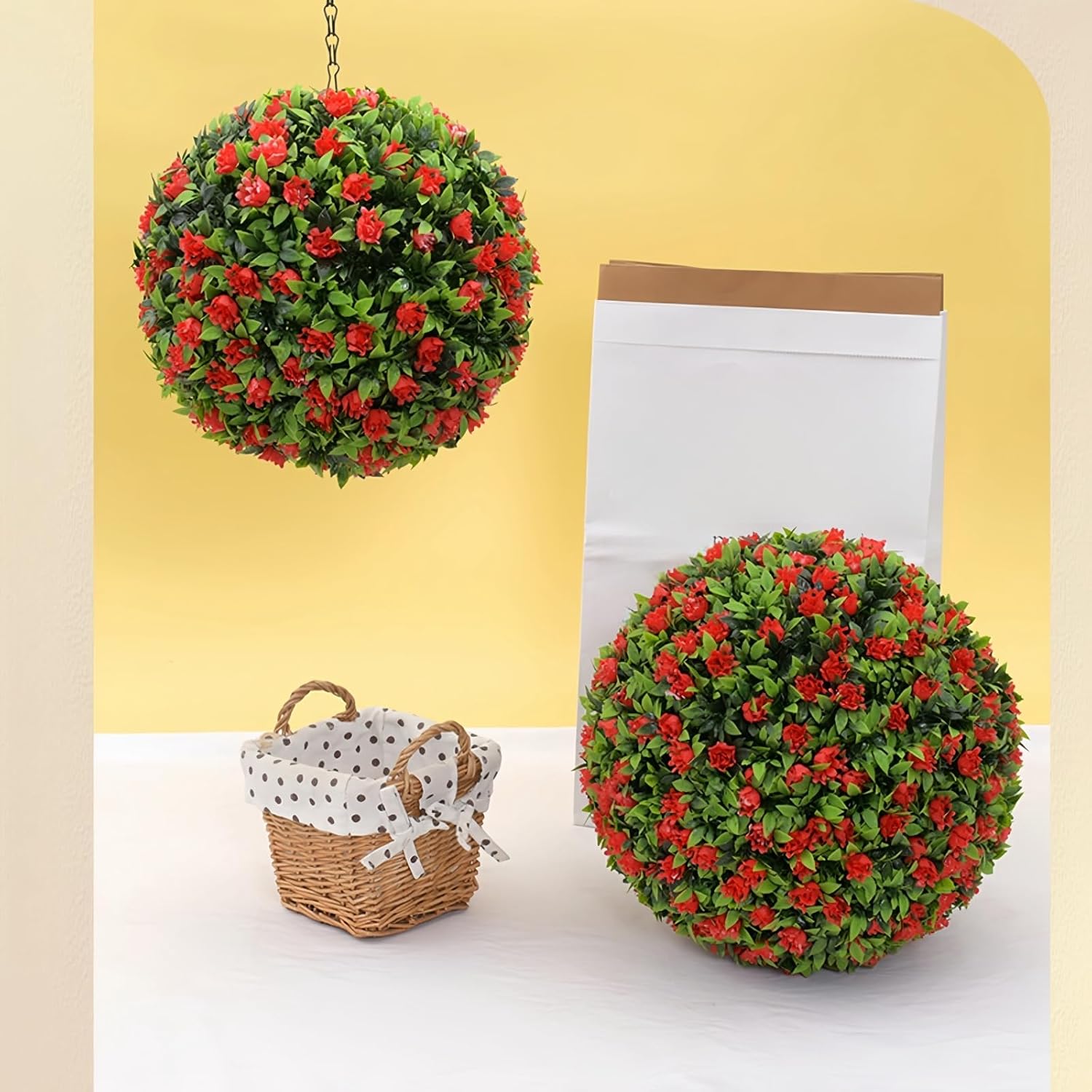 ROKIE Artificial Topiary Ball - Large Boxwood Greenery Sphere for Outdoor Use