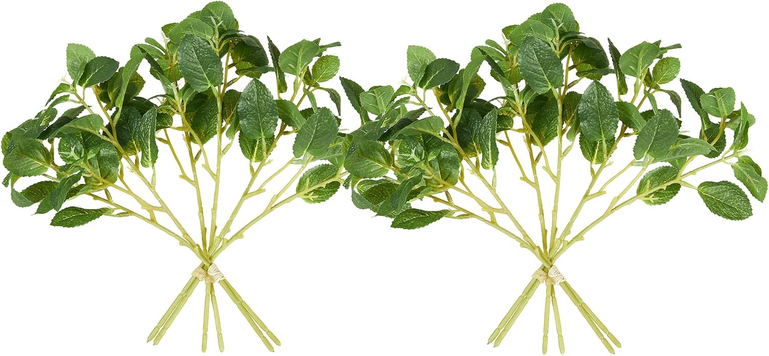 12pcs Artificial Mint Plant Faux Greenery Decor