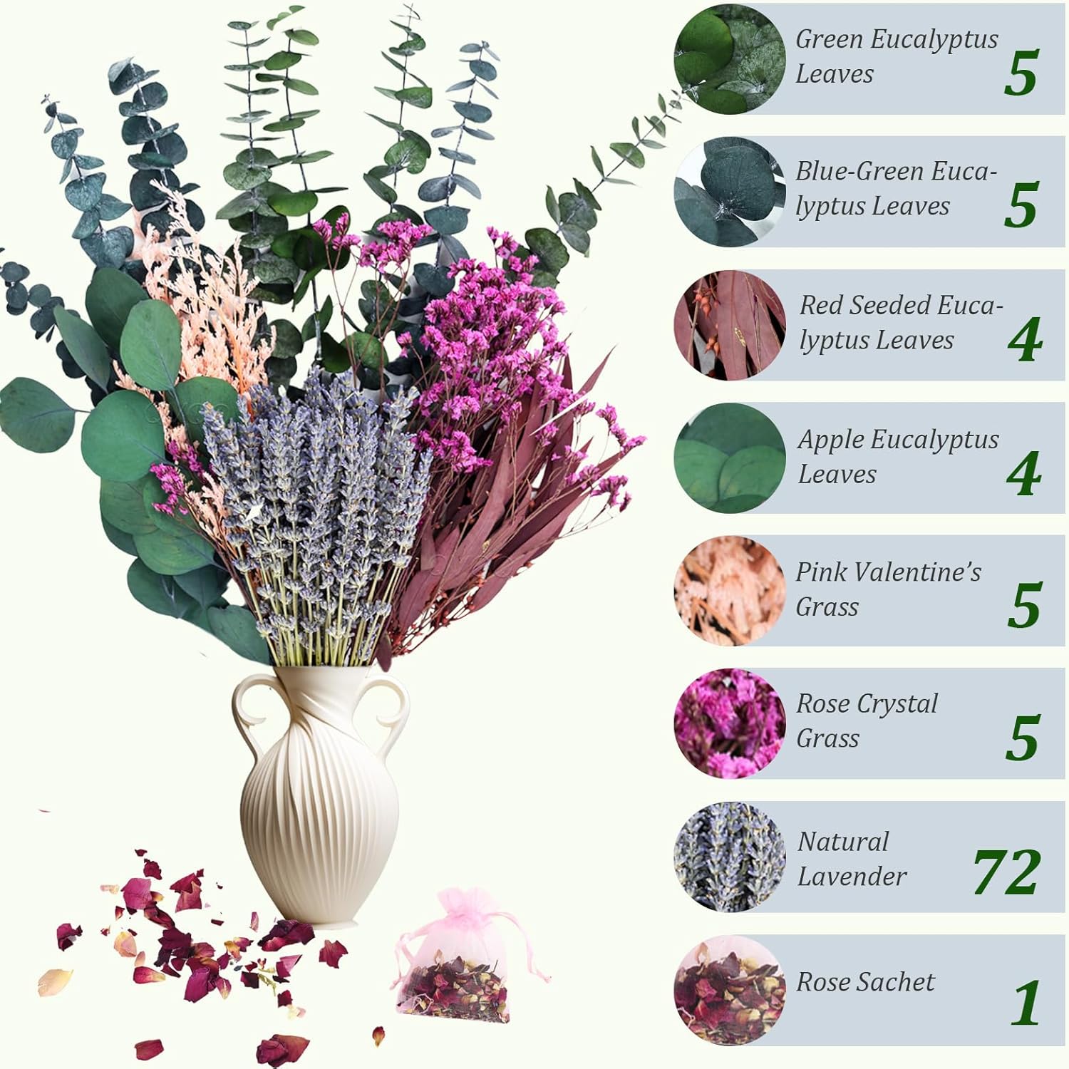 100pcs Dried Lavender Eucalyptus Bouquet for Home Decor and Bathroom Hanging