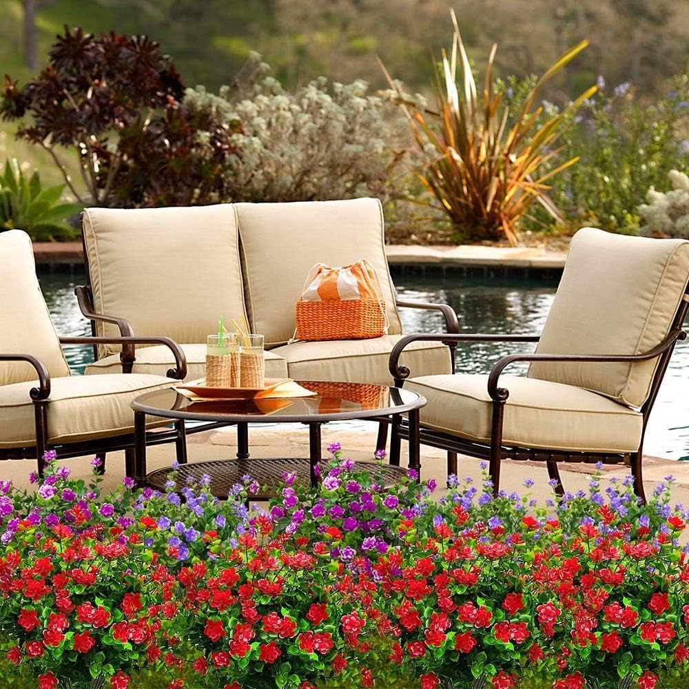 6 Bundles Artificial Flowers for Outdoor Decoration