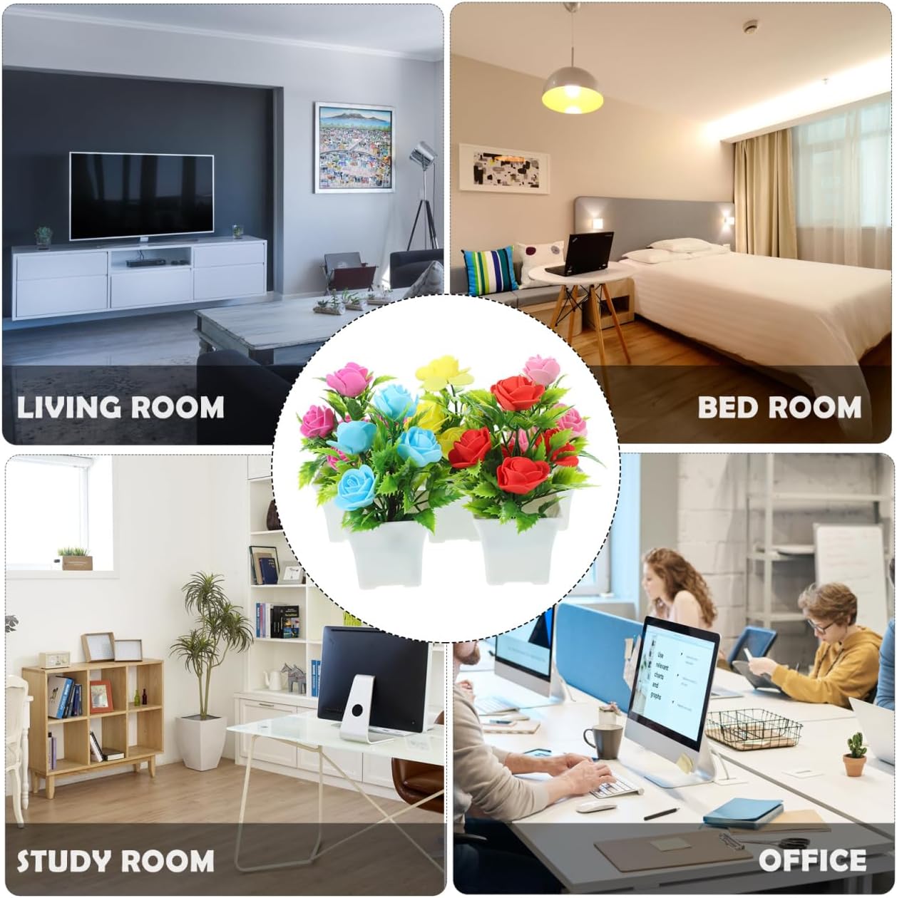 5PCS Artificial Potted Plant Set for Home and Office Decor