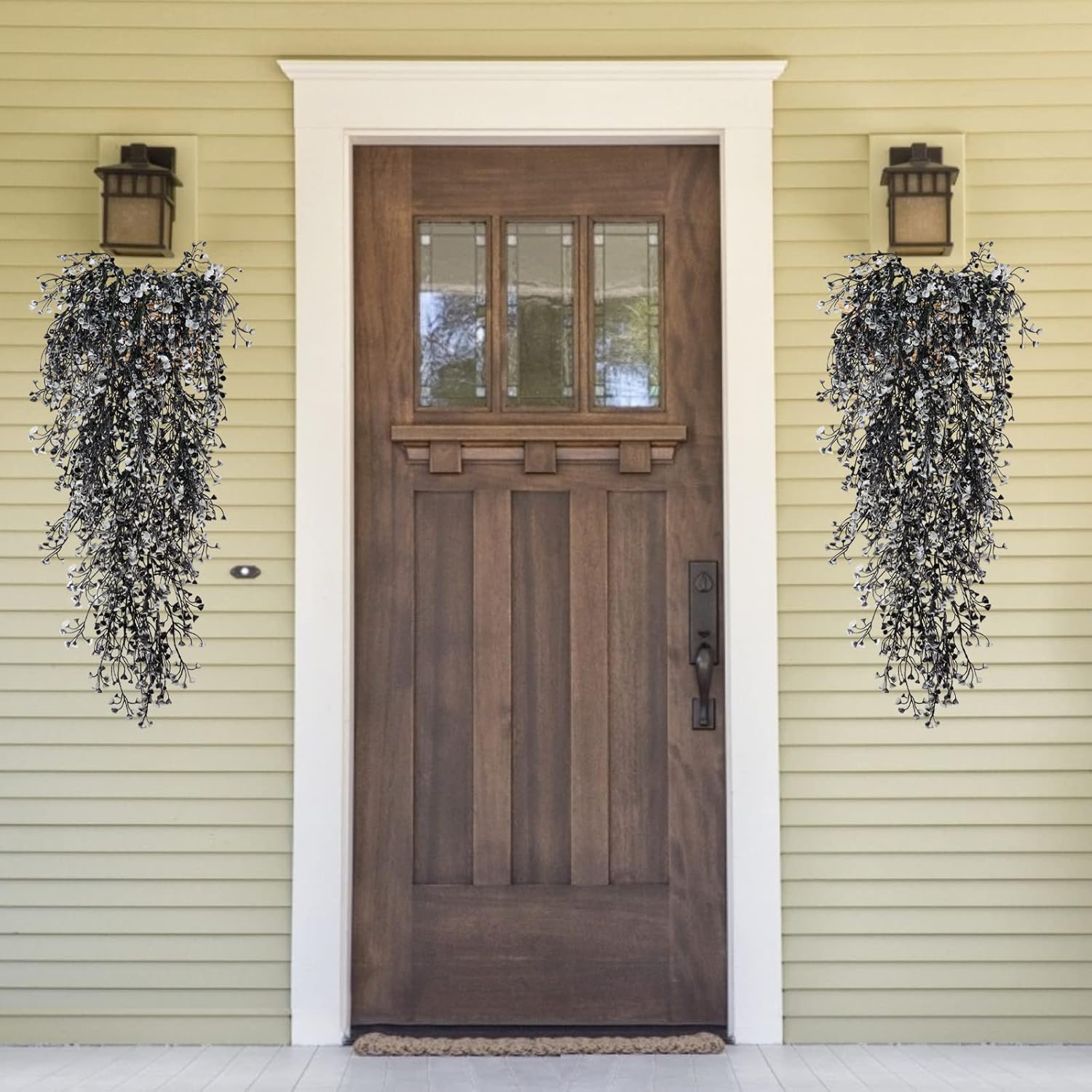 RECUTMS Artificial Hanging Plants 4 Pcs Fake Ferns Wall Decor