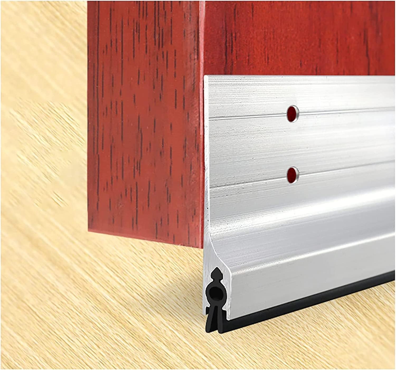 Aluminum Door Seal Strip with Draft Protection - 85cm Silver