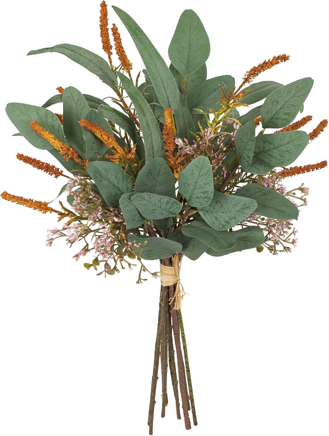 Fall Artificial Eucalyptus Bouquet with Orange Sage Leaves 1