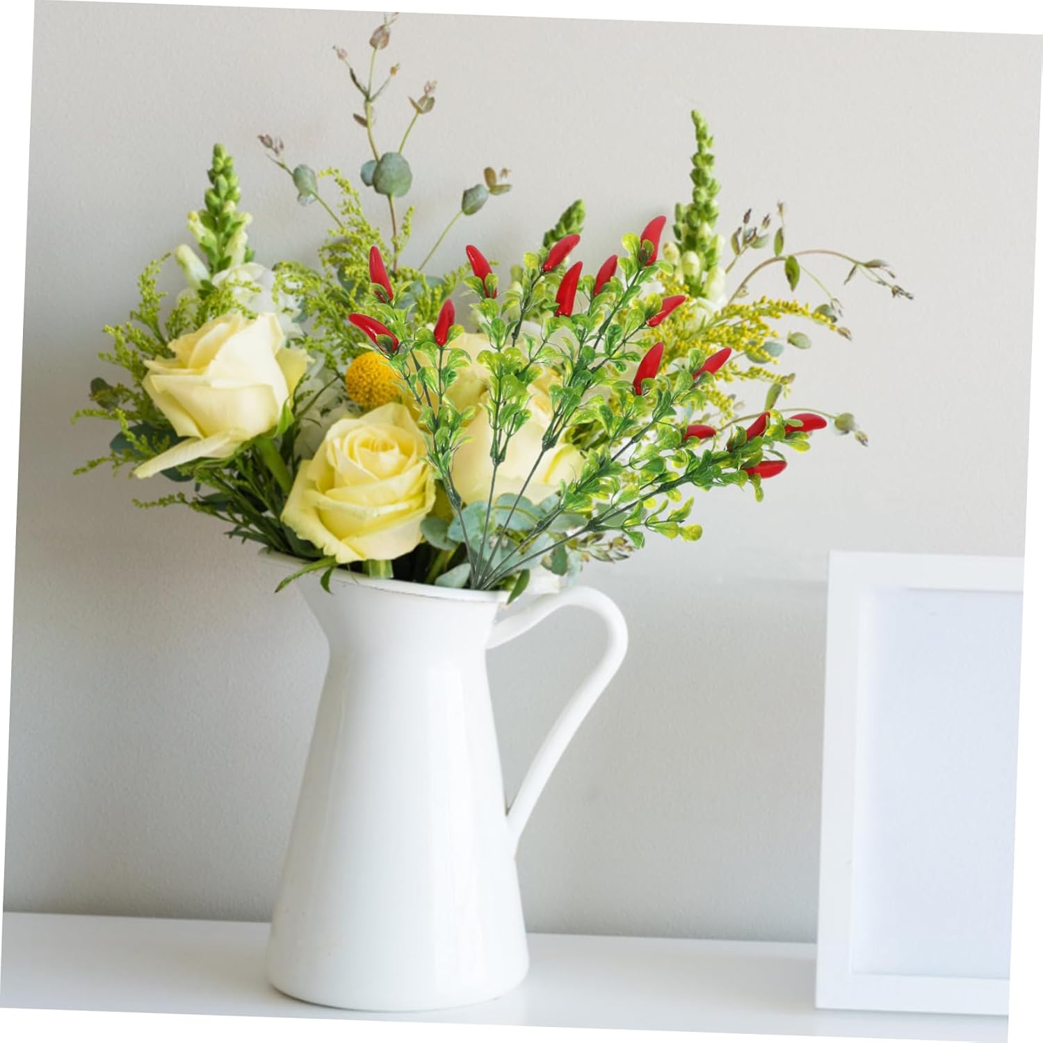 3pcs Lifelike Faux Red Chili Pepper Stems for Home Decor