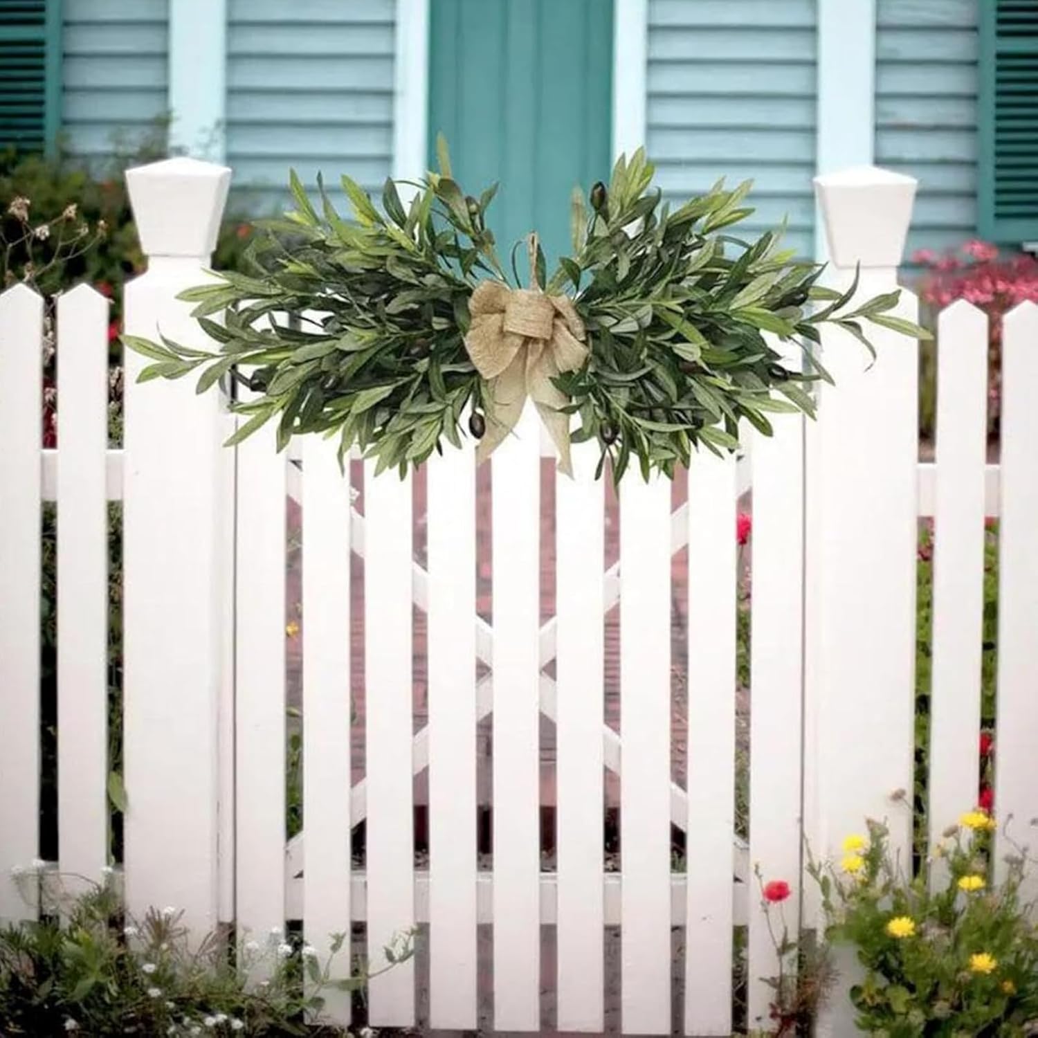 24 Inch Artificial Olive Floral Swag Wall Decor 2Pcs