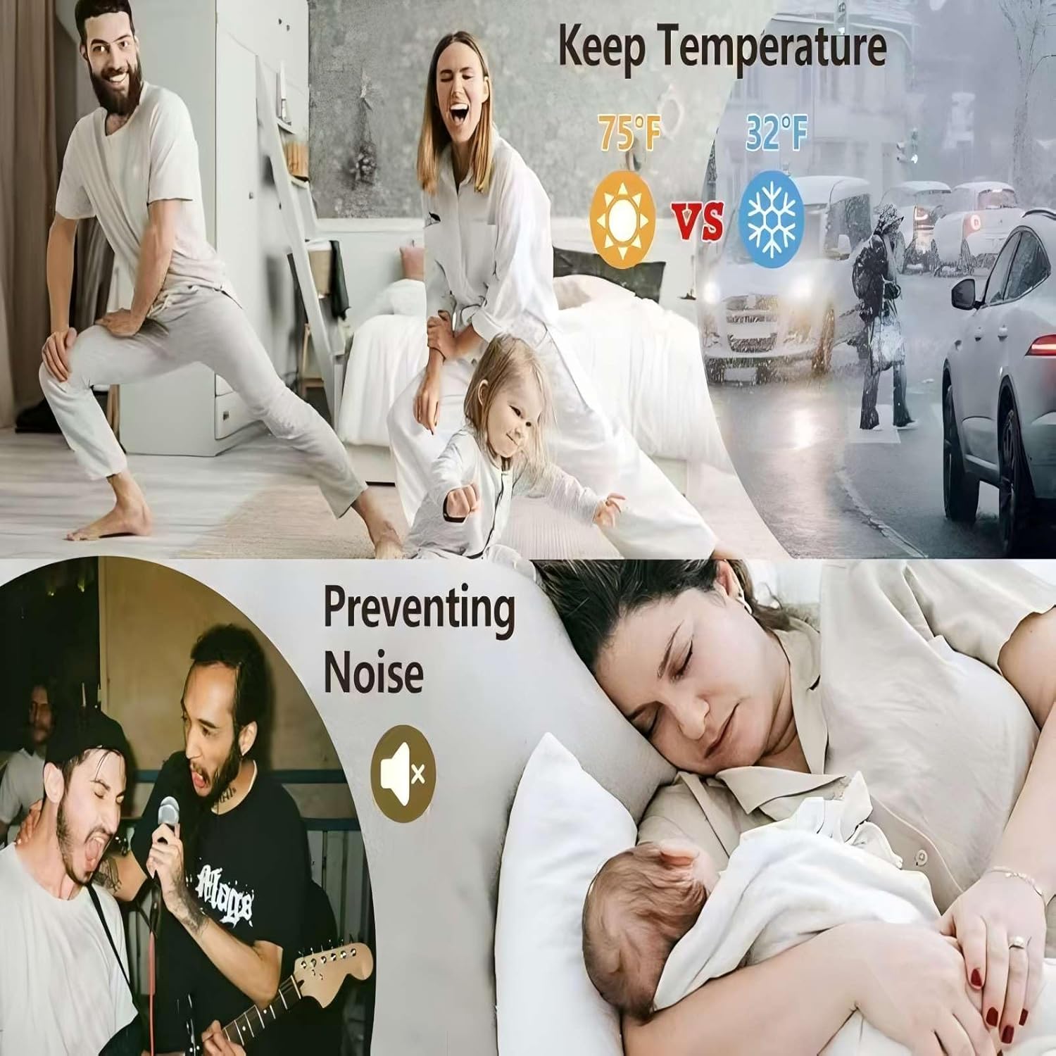 OHLLWERD Door Sweep Set 2 Pcs Under Door Draft Stopper with Brush Seals and Dust Pan