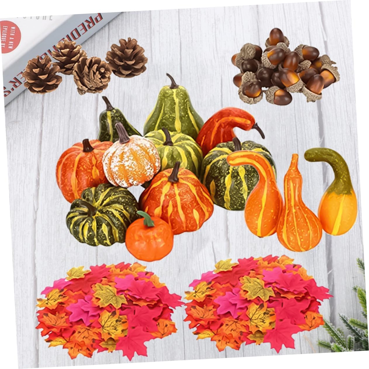Garneck 141pcs Artificial Pumpkin and Acorn Decor for Halloween and Fall Home Decoration