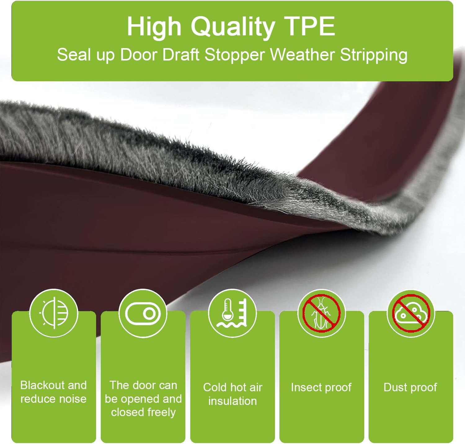 Dinglian Door Sweep Brush Draft Stopper 2 W x 39 L Brown
