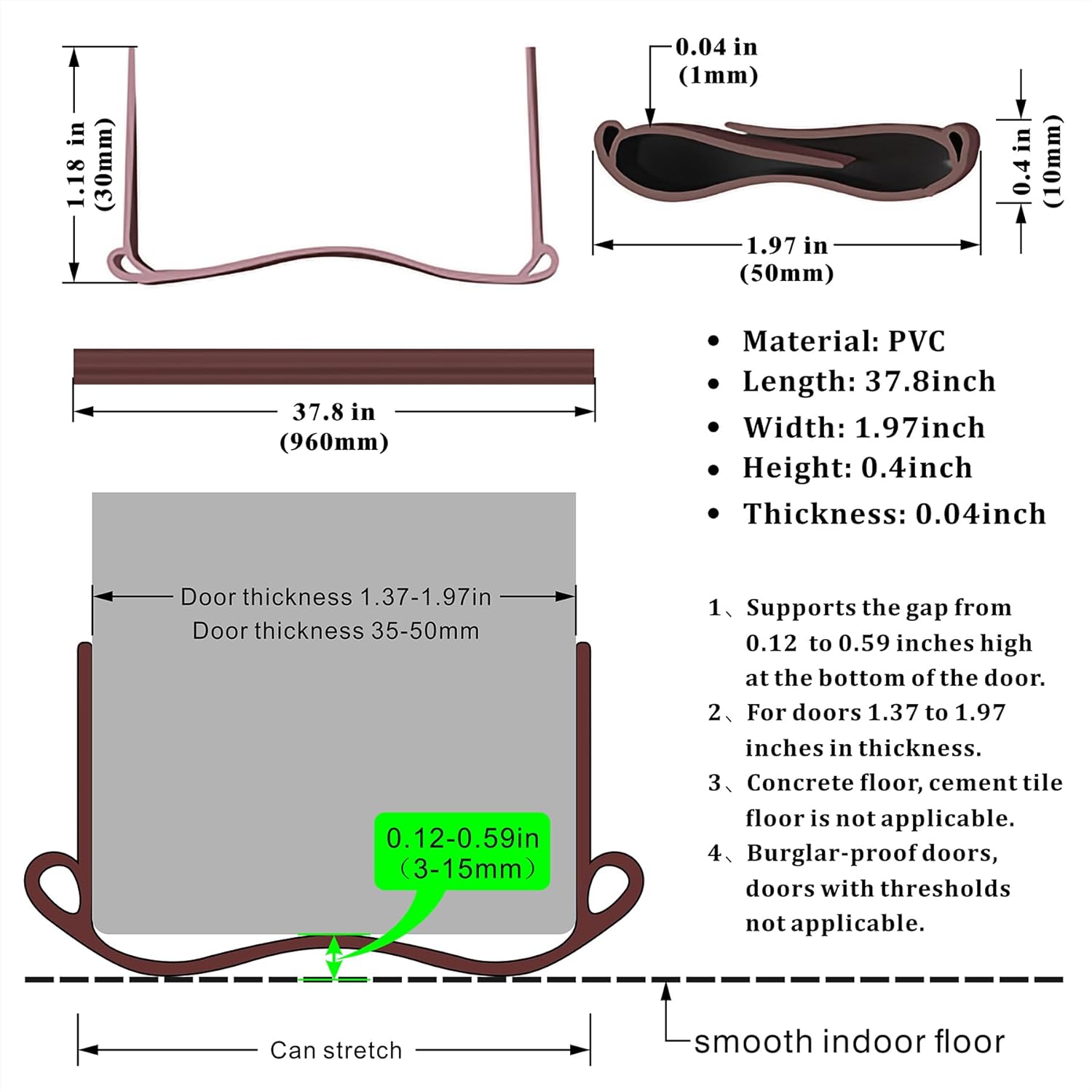 Draft Stopper for Bottom of Doors Block Dust and Cold Wind