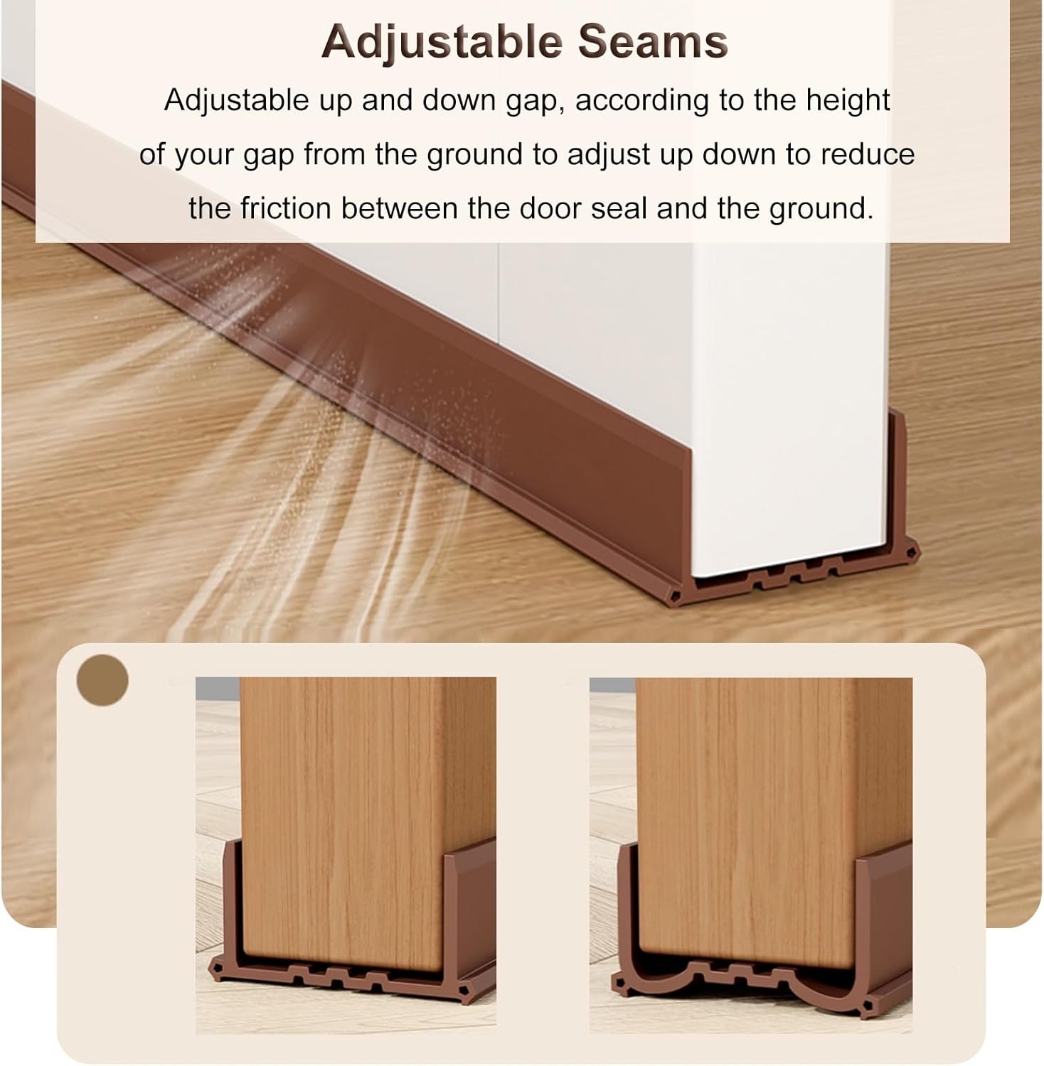 Adjustable Door Draft Stopper with Soft PVC Seal Strip
