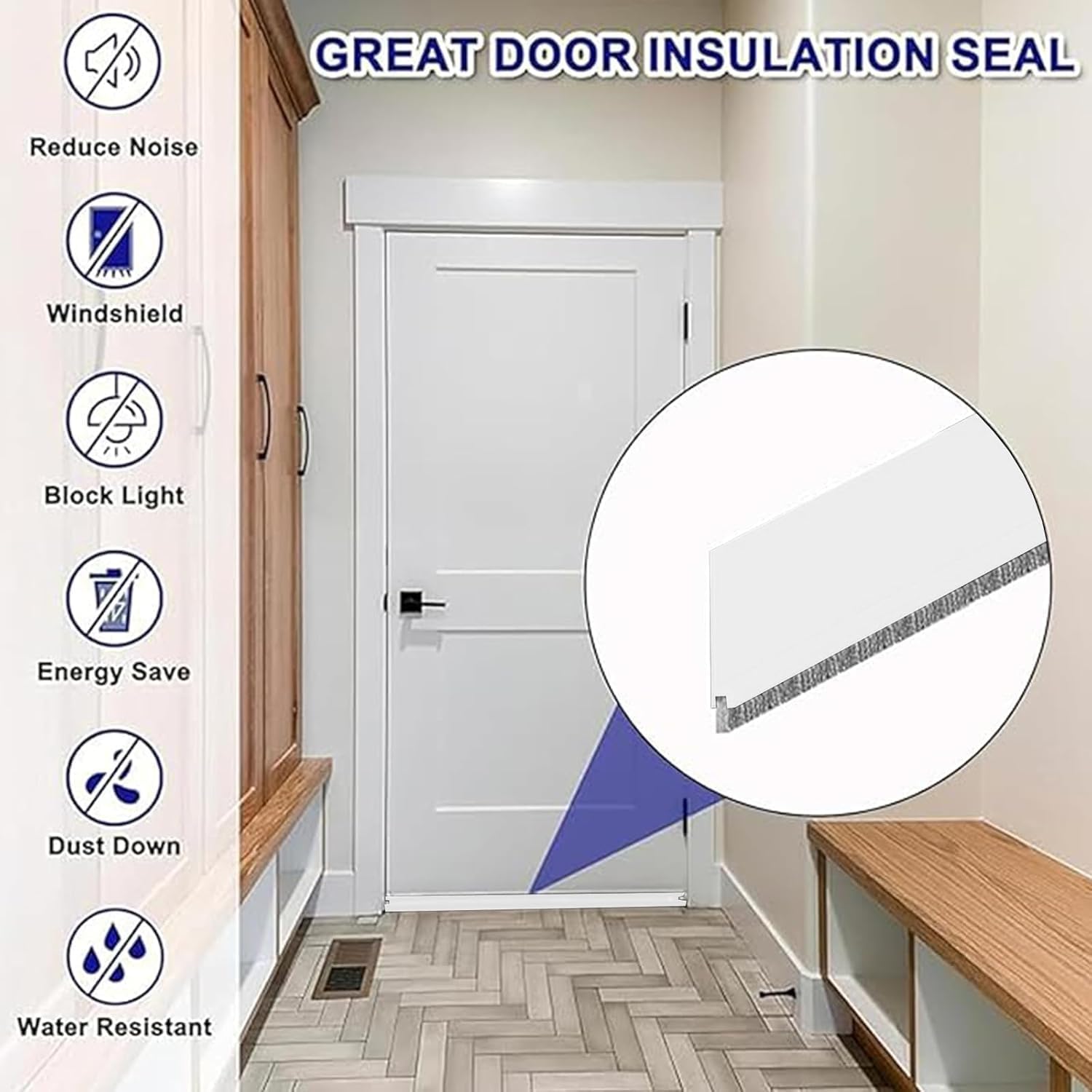 39 Inch Door Draft Stopper with Brush - Heavy Duty Weather Stripping Seal