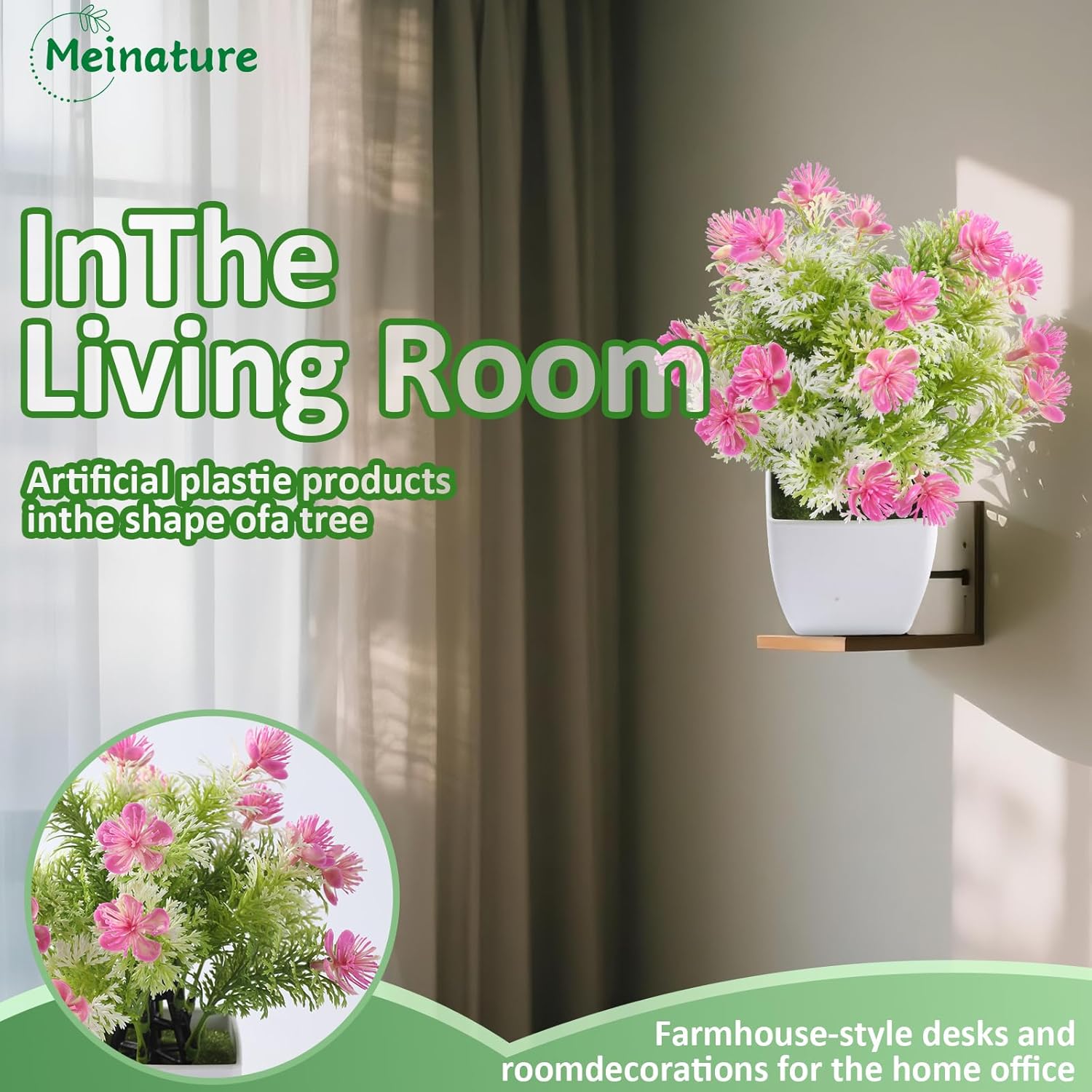4-Pack Small Artificial Plants with Realistic Flowers