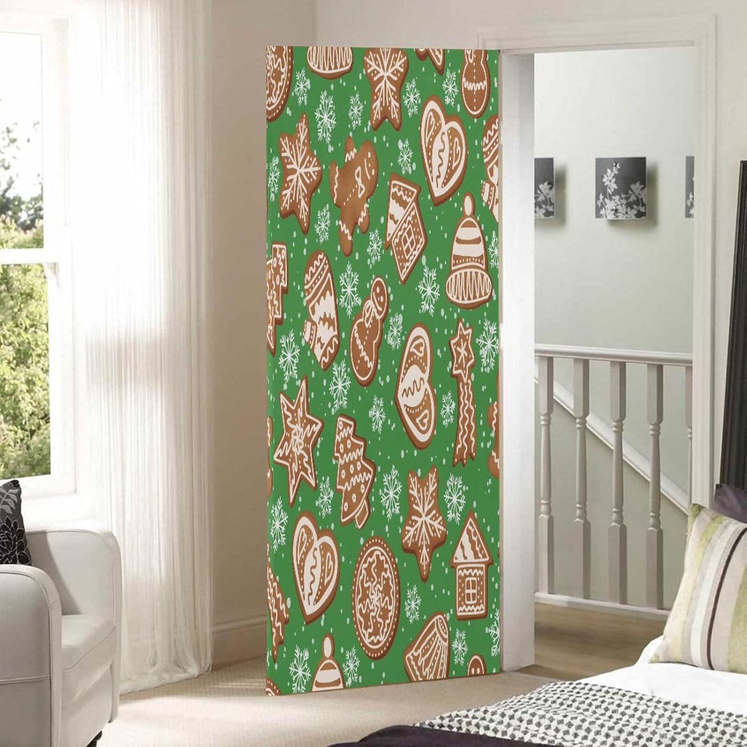 Susiyo Green Gingerbread Door Cover Decoration 32x79 In
