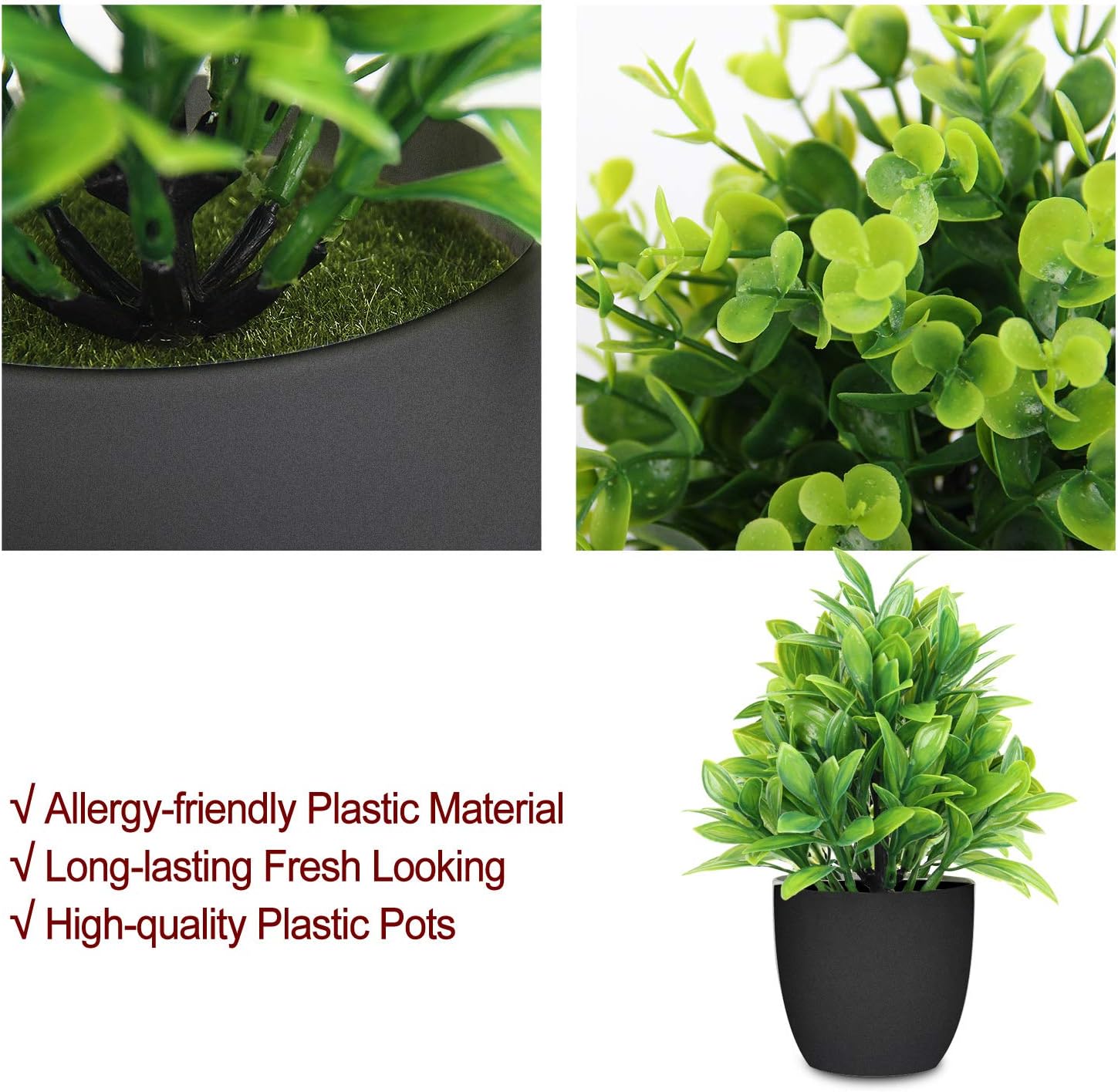 LELEE Artificial Potted Plants 4 Pack Medium Eucalyptus Decorative Grass